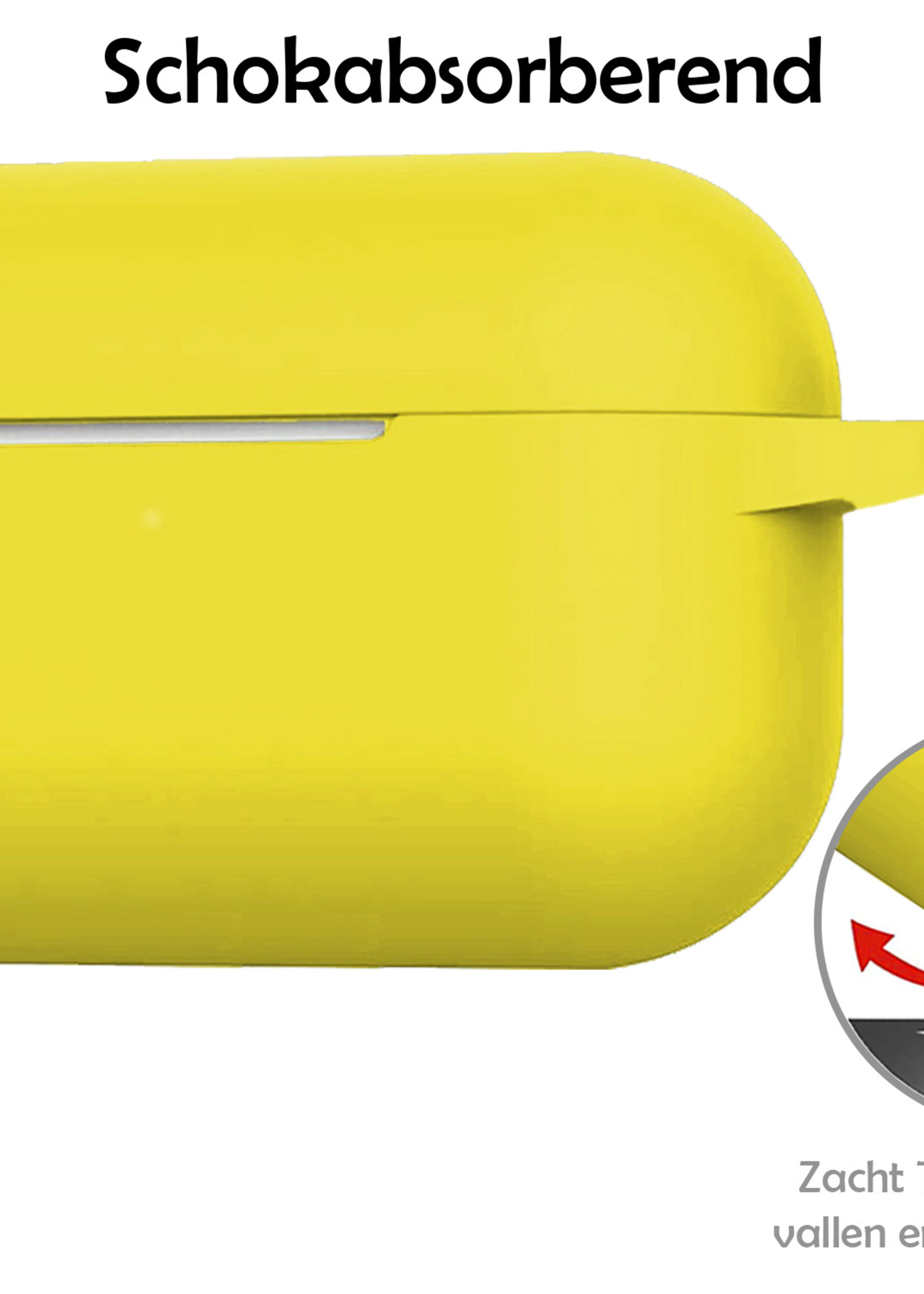 LUQ Hoesje Geschikt voor Airpods Pro Hoesje Siliconen Case - Hoes Geschikt voor Apple Airpods Pro Case Hoesje - Geel