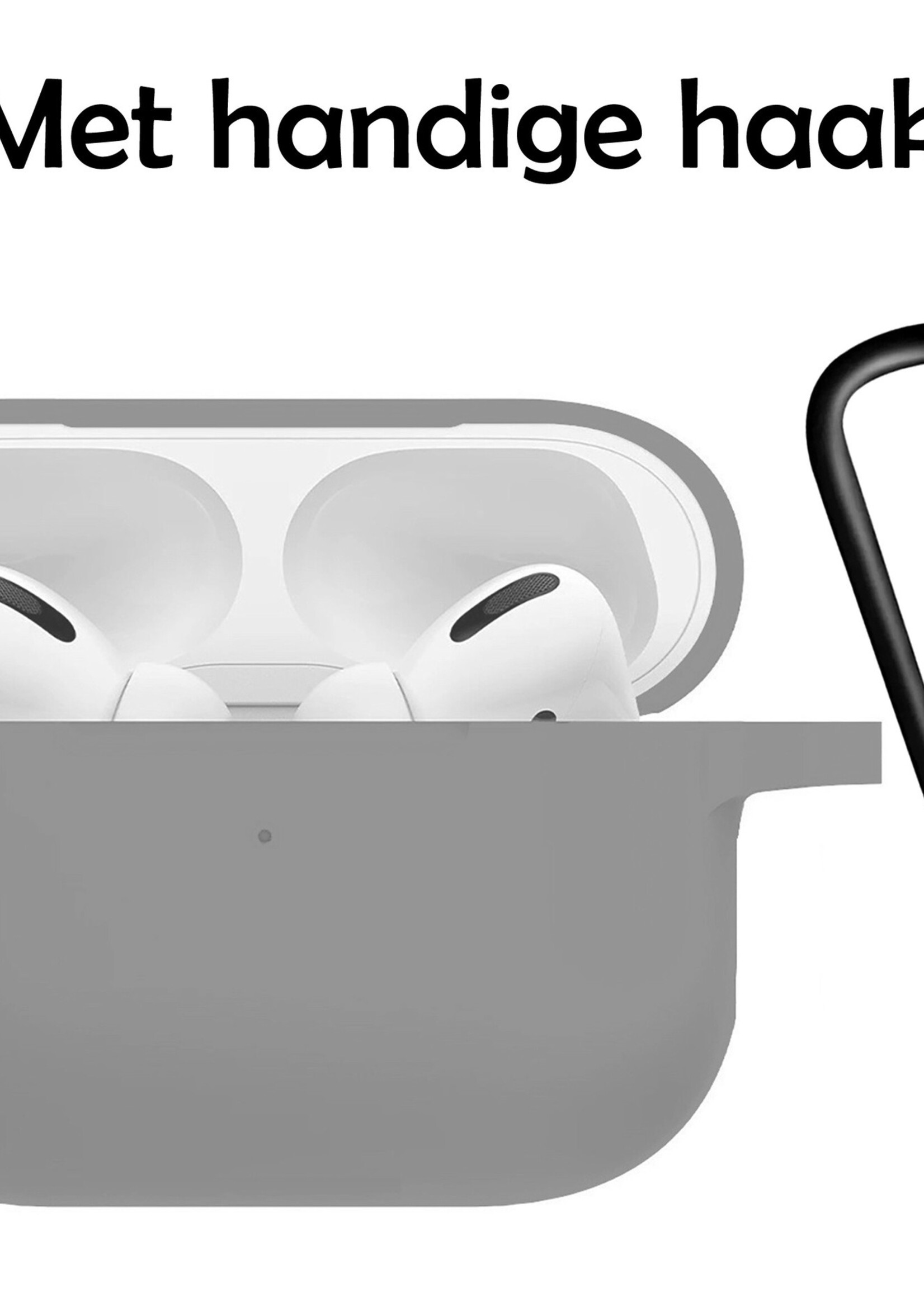 LUQ Hoesje Geschikt voor Airpods Pro Hoesje Siliconen Case - Hoes Geschikt voor Apple Airpods Pro Case Hoesje - Grijs