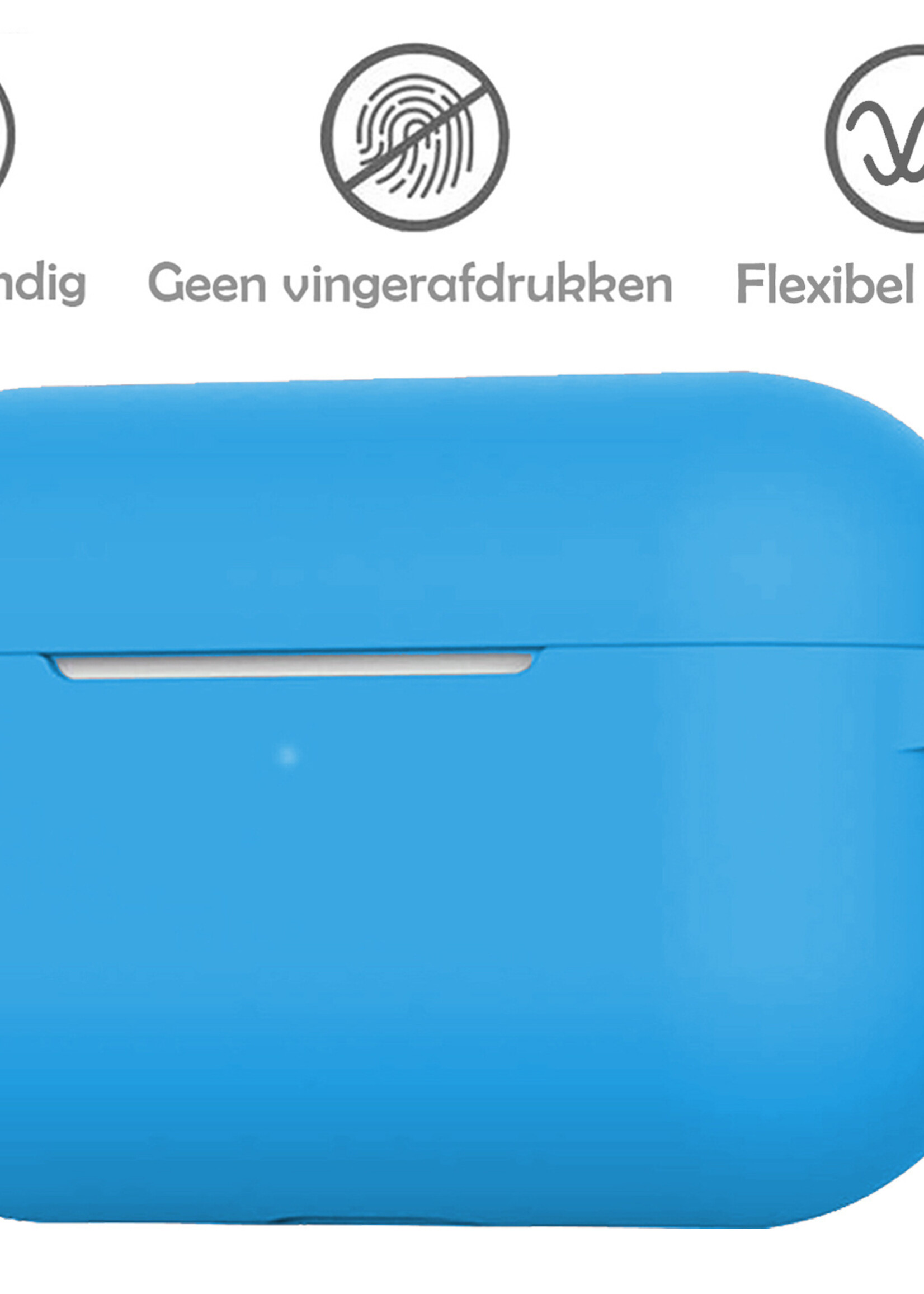 LUQ Hoesje Geschikt voor Airpods Pro Hoesje Siliconen Case - Hoes Geschikt voor Apple Airpods Pro Case Hoesje - Lichtblauw