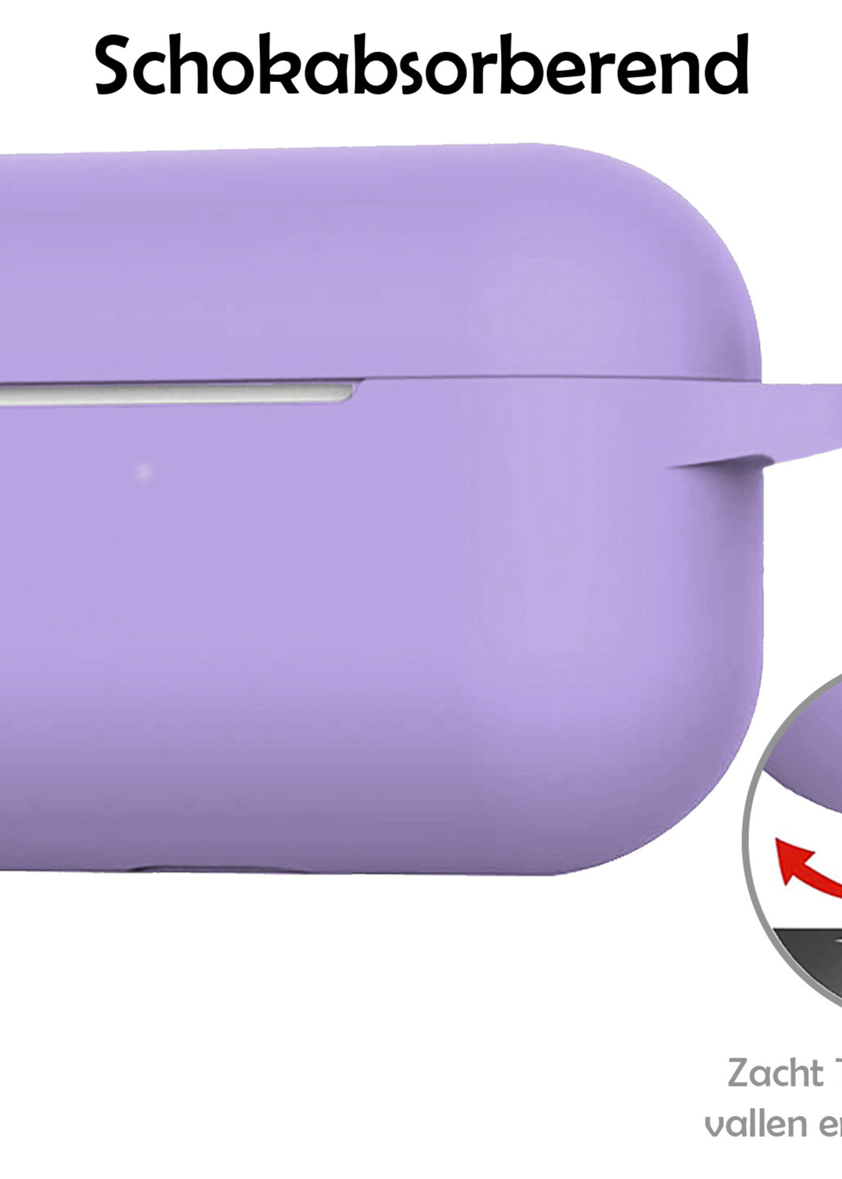 LUQ Hoesje Geschikt voor Airpods Pro Hoesje Siliconen Case - Hoes Geschikt voor Apple Airpods Pro Case Hoesje - Lila