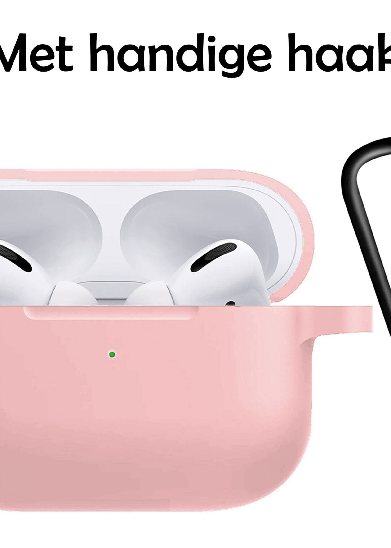 LUQ Hoesje Geschikt voor Airpods Pro Hoesje Siliconen Case - Hoes Geschikt voor Apple Airpods Pro Case Hoesje - Lichtroze