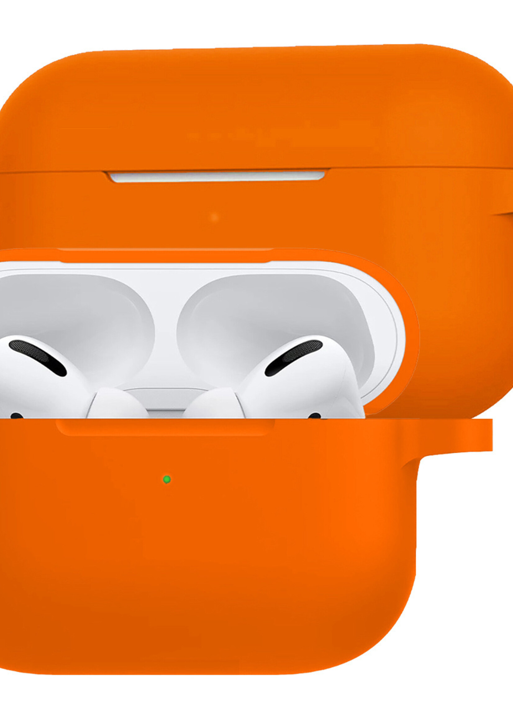 LUQ Hoesje Geschikt voor Airpods Pro Hoesje Siliconen Case - Hoes Geschikt voor Apple Airpods Pro Case Hoesje - Oranje