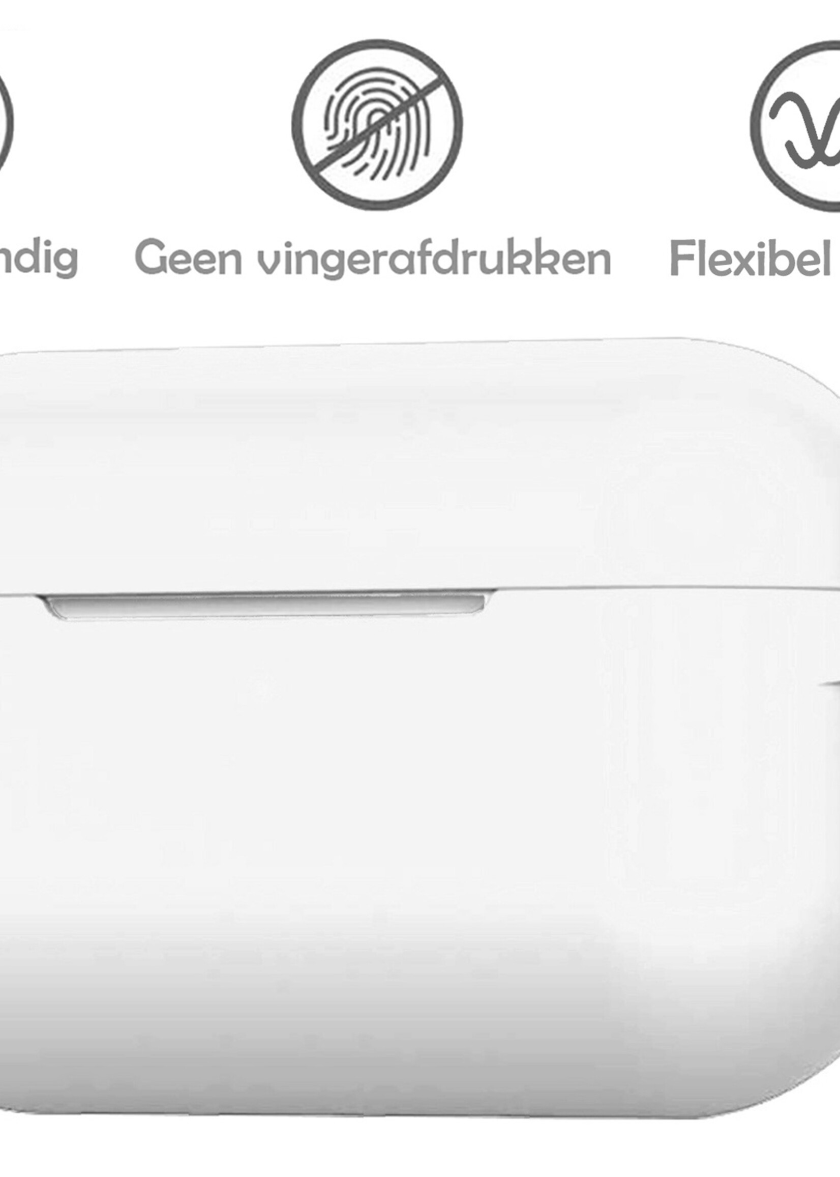 LUQ Hoesje Geschikt voor Airpods Pro Hoesje Siliconen Case - Hoes Geschikt voor Apple Airpods Pro Case Hoesje - Wit