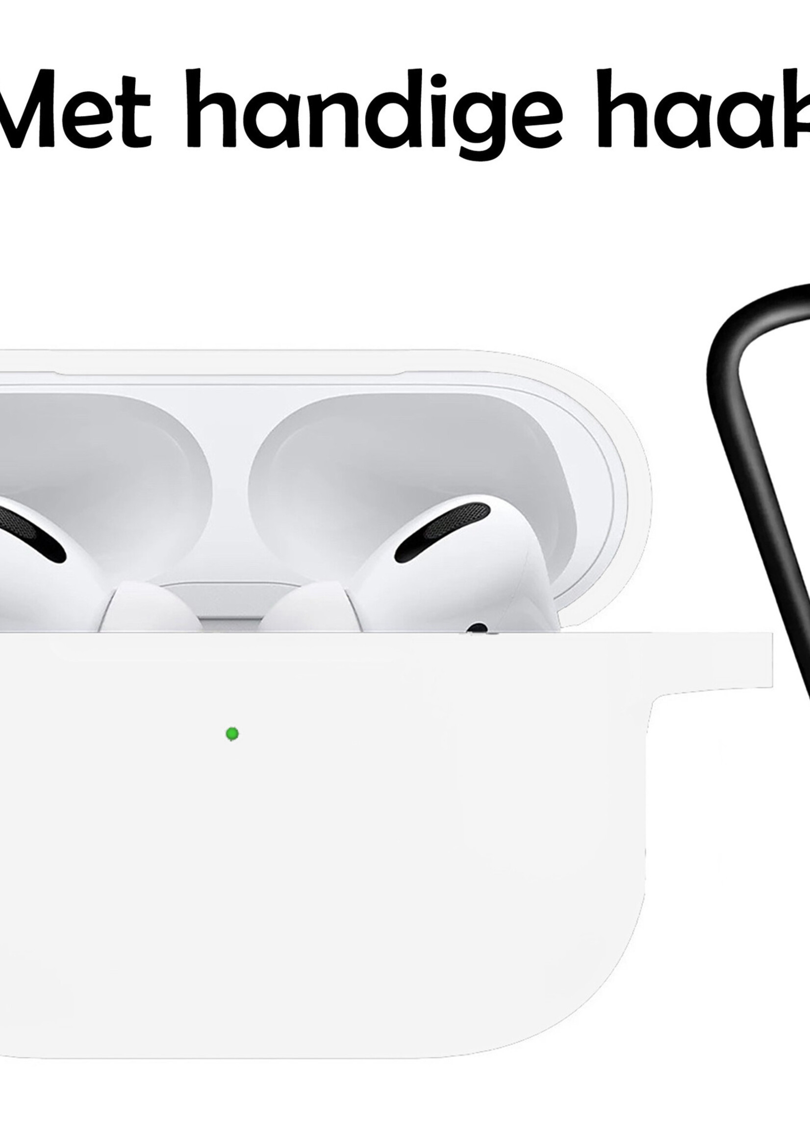 LUQ Hoesje Geschikt voor Airpods Pro Hoesje Siliconen Case - Hoes Geschikt voor Apple Airpods Pro Case Hoesje - Wit