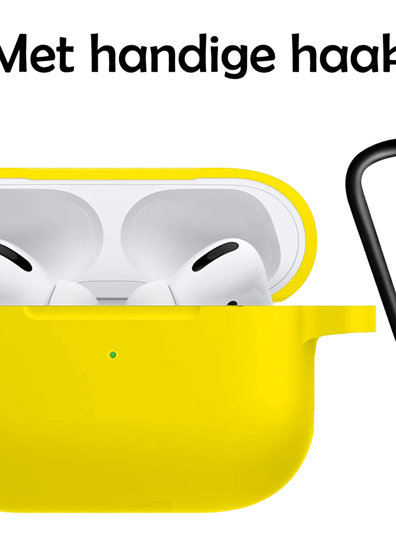 LUQ Hoesje Geschikt voor Airpods Pro Hoesje Siliconen Case - Hoes Geschikt voor Apple Airpods Pro Case Hoesje - Geel - 2 Stuks