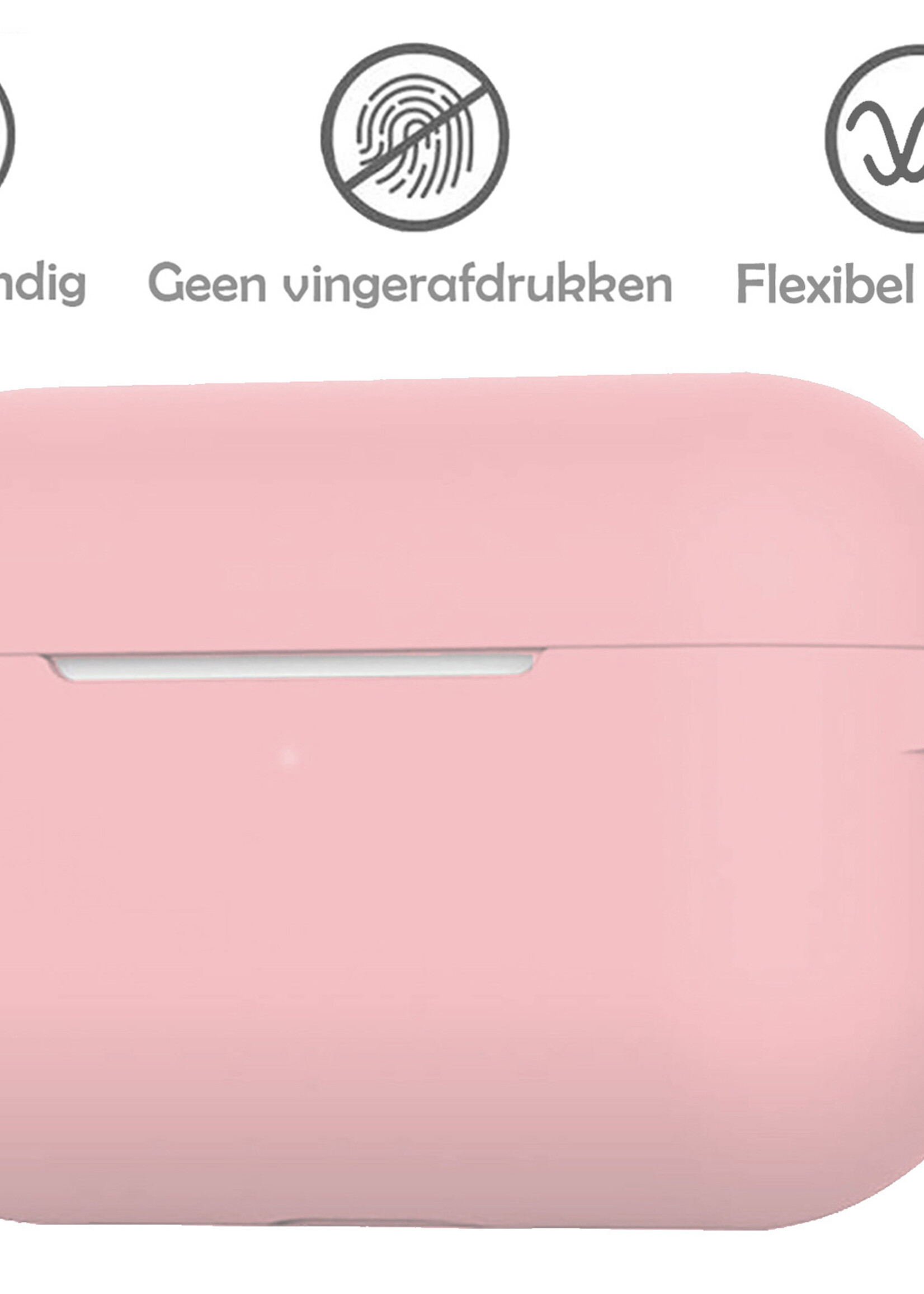 LUQ Hoesje Geschikt voor Airpods Pro Hoesje Siliconen Case - Hoes Geschikt voor Apple Airpods Pro Case Hoesje - Lichtroze - 2 Stuks