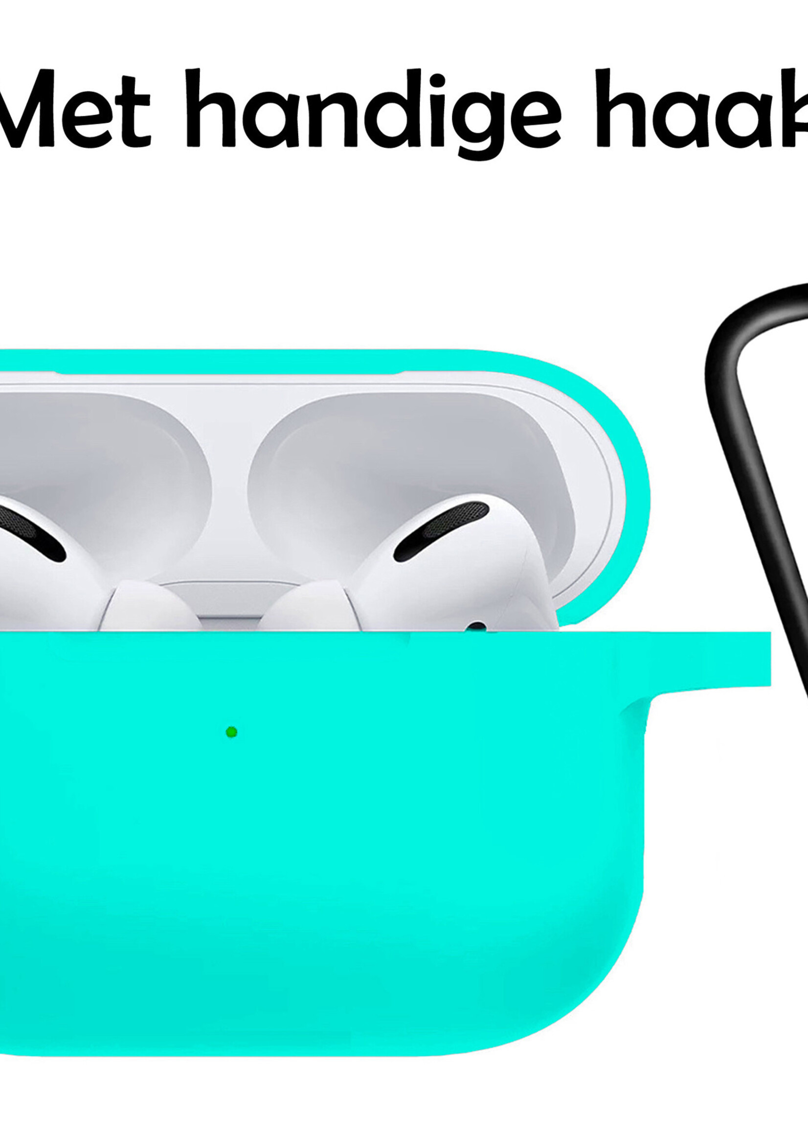LUQ Hoesje Geschikt voor Airpods Pro Hoesje Siliconen Case - Hoes Geschikt voor Apple Airpods Pro Case Hoesje - Mintgroen - 2 Stuks