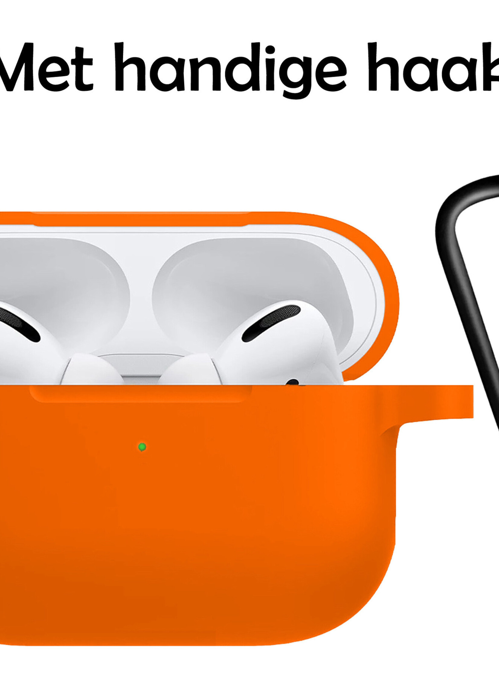 LUQ Hoesje Geschikt voor Airpods Pro Hoesje Siliconen Case - Hoes Geschikt voor Apple Airpods Pro Case Hoesje - Oranje - 2 Stuks
