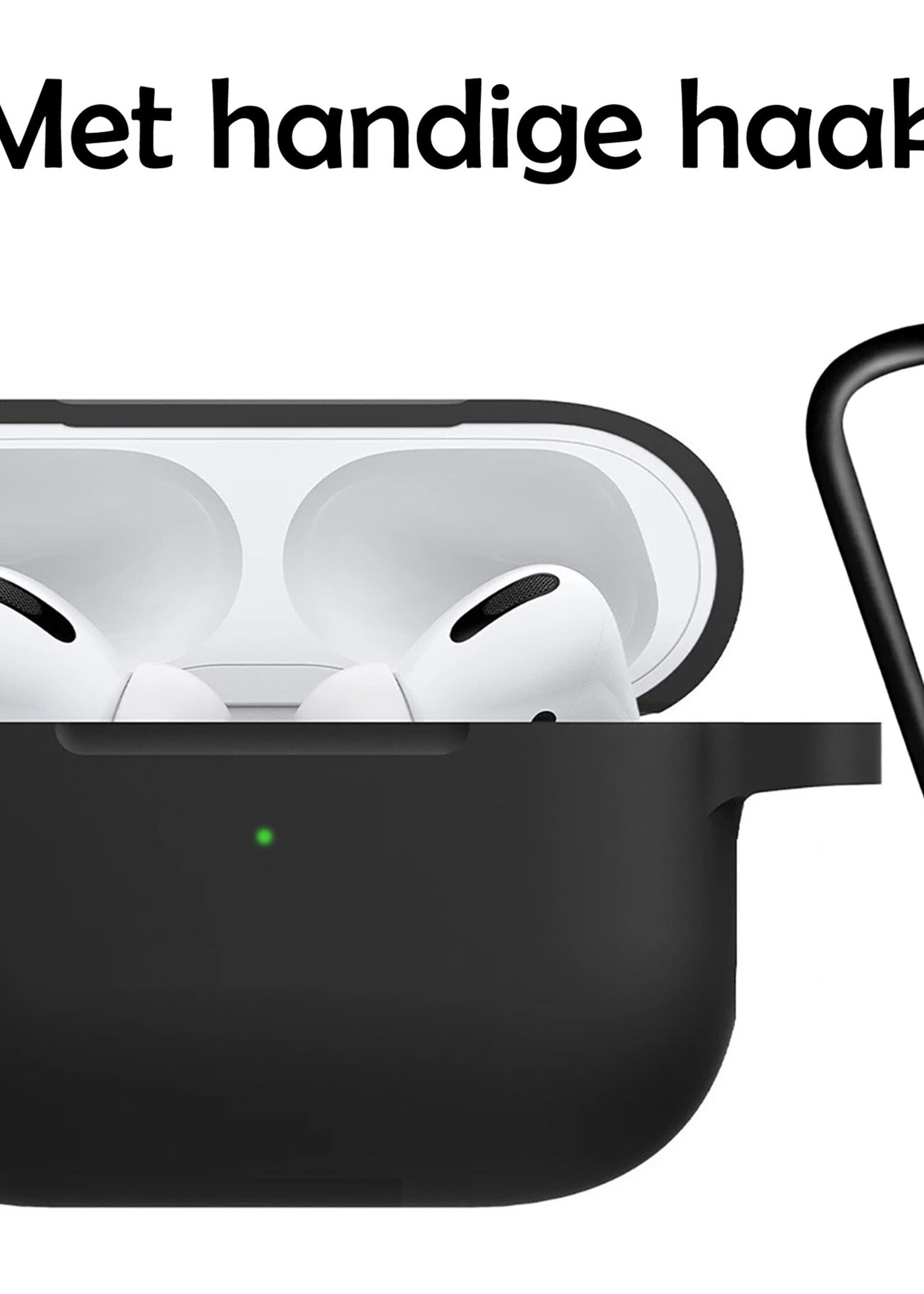LUQ Hoesje Geschikt voor Airpods Pro Hoesje Siliconen Case - Hoes Geschikt voor Apple Airpods Pro Case Hoesje - Zwart - 2 Stuks