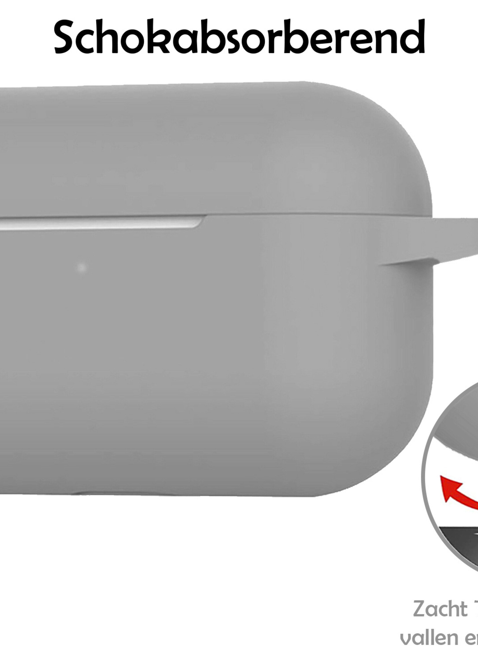 LUQ Hoesje Geschikt voor AirPods Pro 2 Hoesje Siliconen Case - Hoes Geschikt voor Apple AirPods Pro 2 Case Hoesje - Grijs