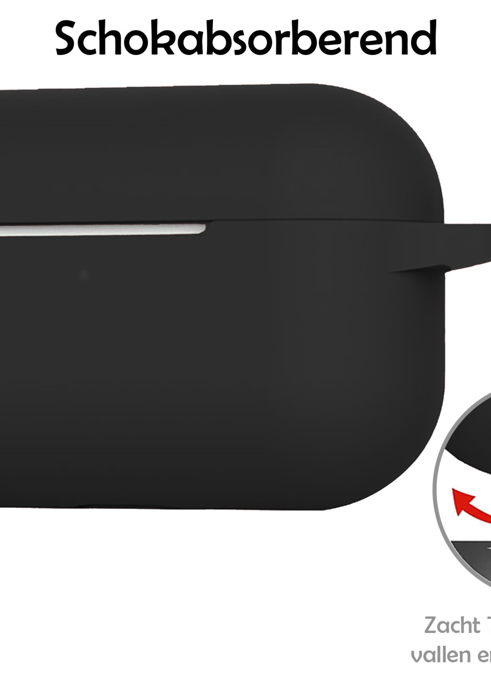 LUQ Hoesje Geschikt voor Airpods Pro Hoesje Siliconen Case - Hoes Geschikt voor Apple Airpods Pro Case Hoesje - Zwart