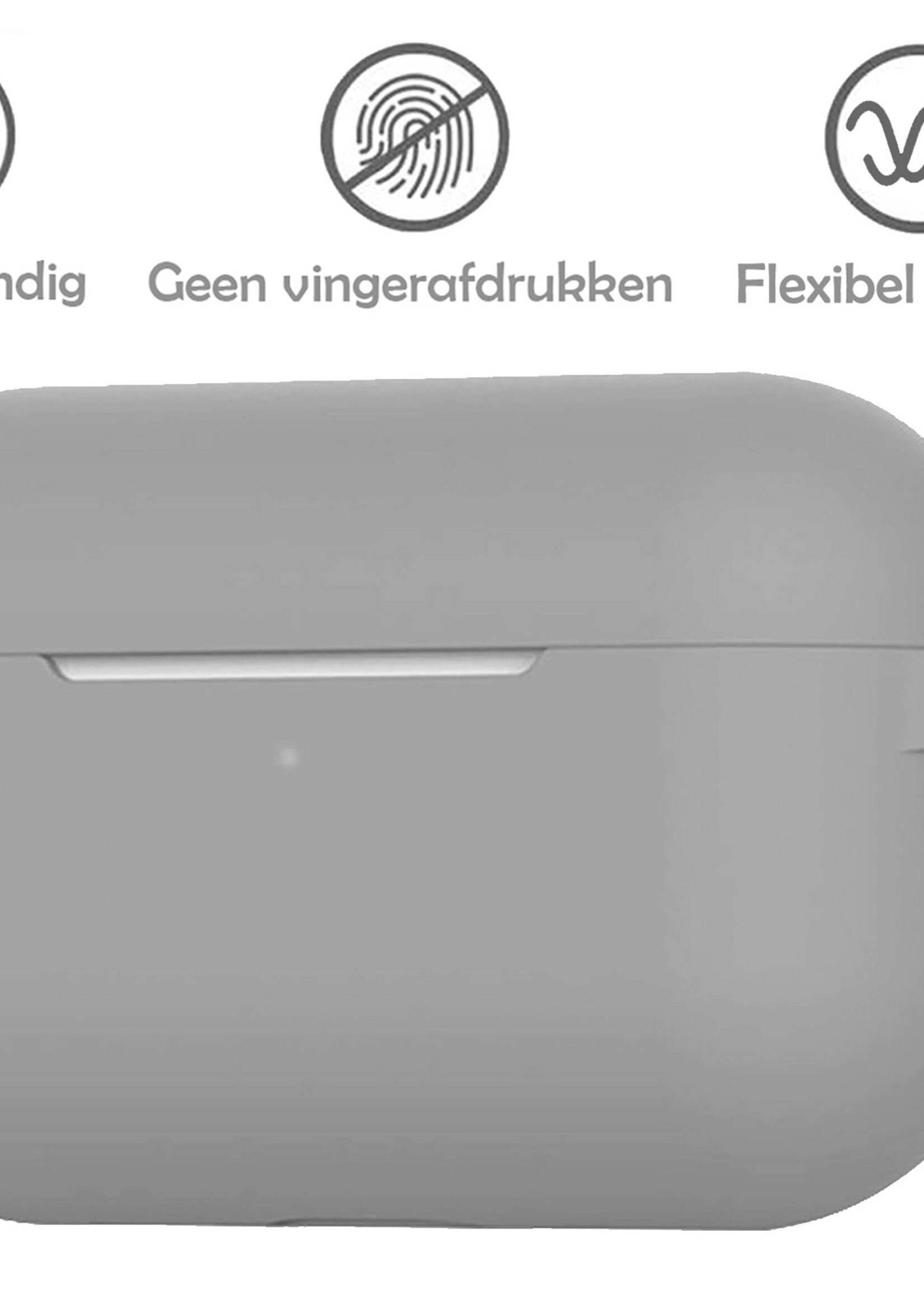 LUQ Hoesje Geschikt voor Airpods Pro Hoesje Siliconen Case - Hoes Geschikt voor Apple Airpods Pro Case Hoesje - Grijs - 2 Stuks