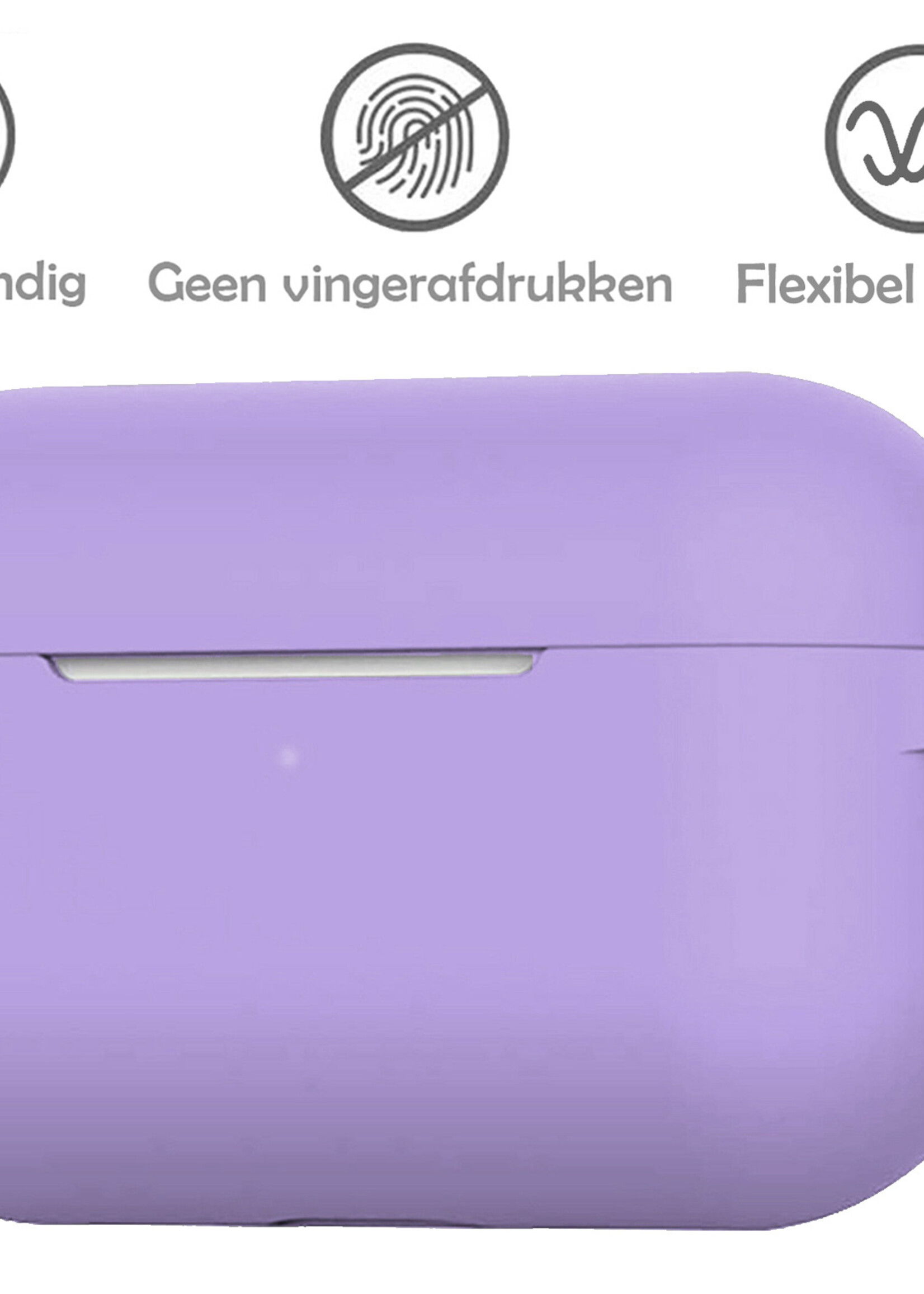 LUQ Hoesje Geschikt voor Airpods Pro Hoesje Siliconen Case - Hoes Geschikt voor Apple Airpods Pro Case Hoesje - Lila - 2 Stuks