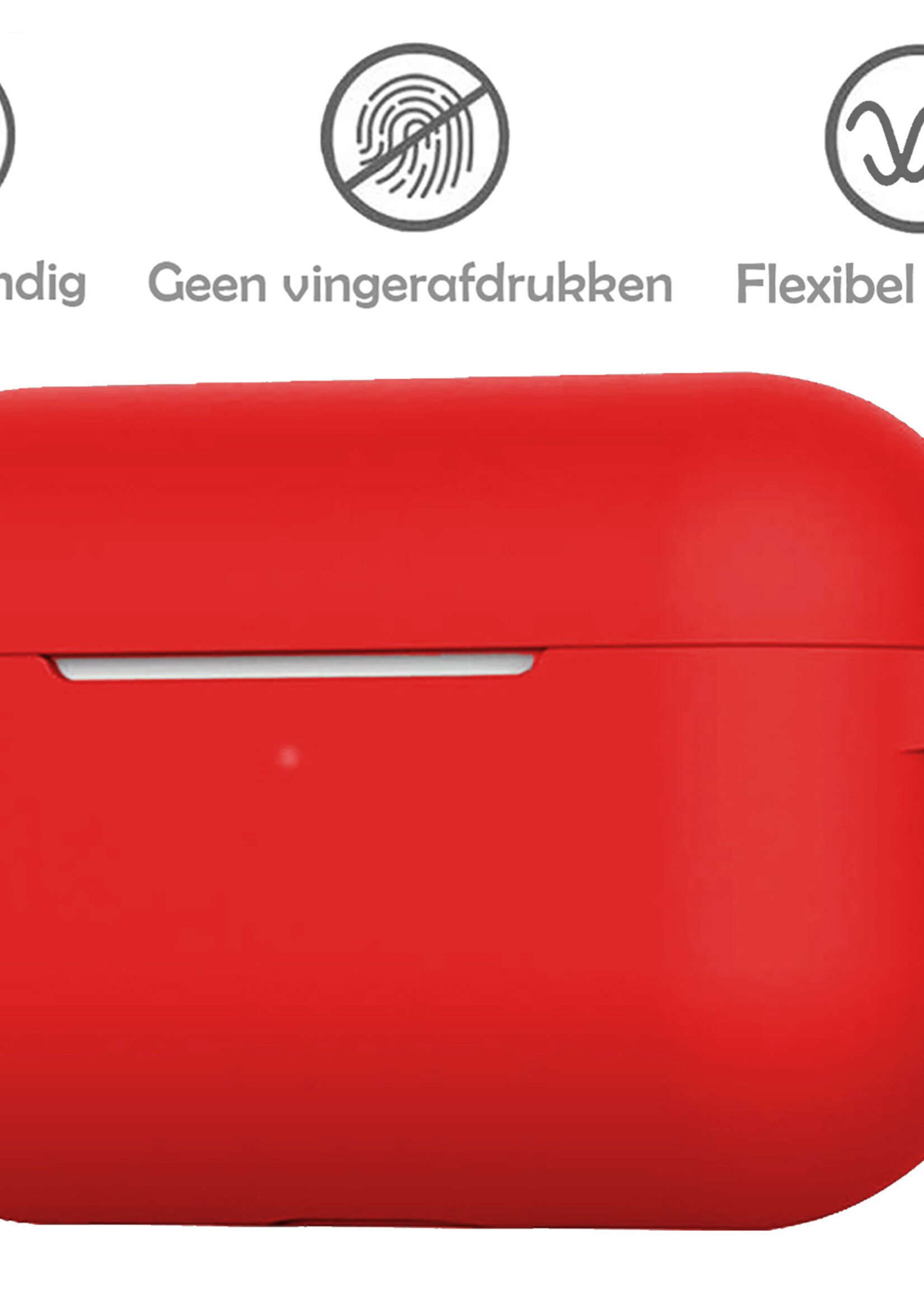LUQ Hoesje Geschikt voor Airpods Pro Hoesje Siliconen Case - Hoes Geschikt voor Apple Airpods Pro Case Hoesje - Rood - 2 Stuks