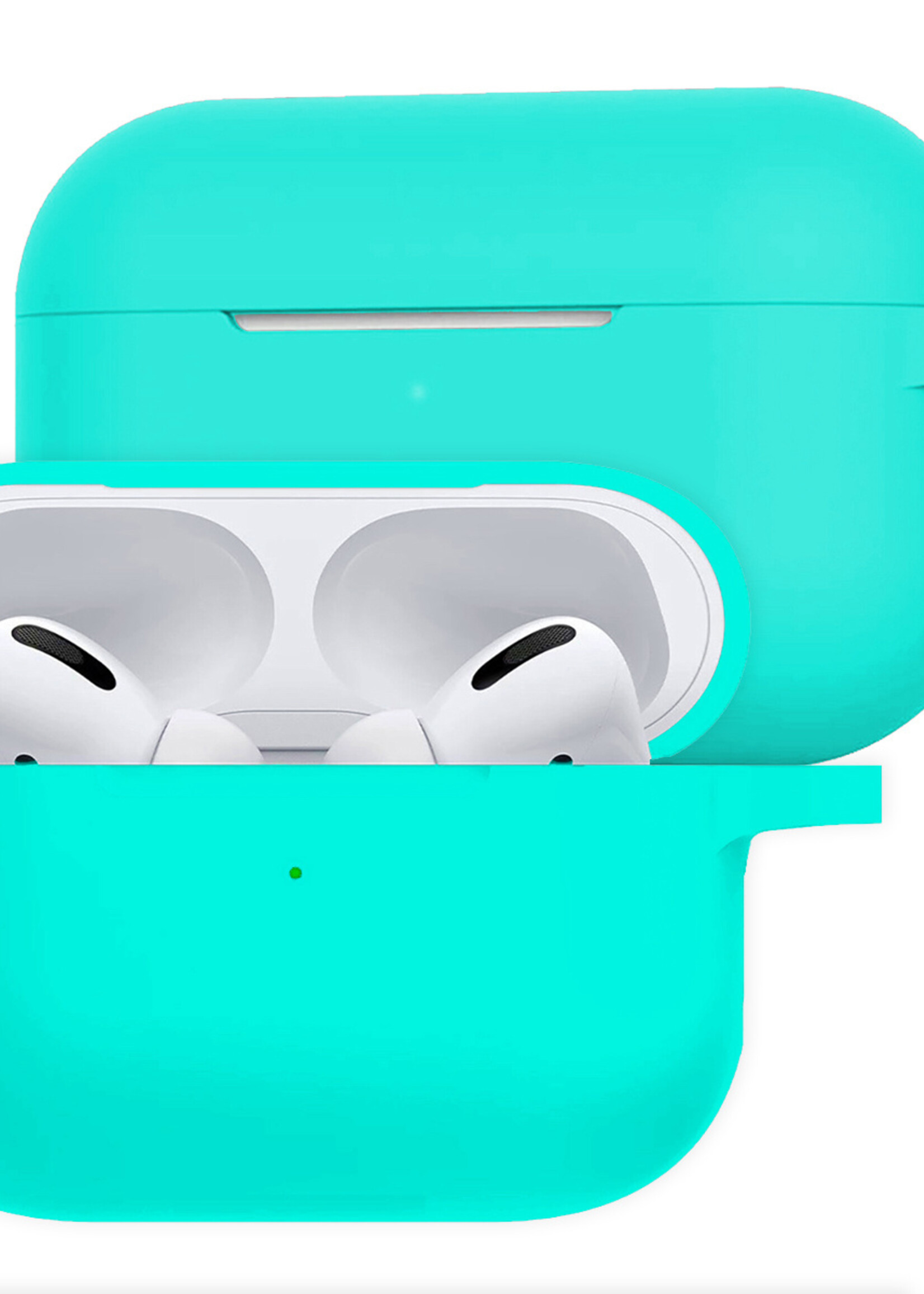 LUQ Hoesje Geschikt voor AirPods Pro 2 Hoesje Siliconen Case - Hoes Geschikt voor Apple AirPods Pro 2 Case Hoesje - Mintgroen