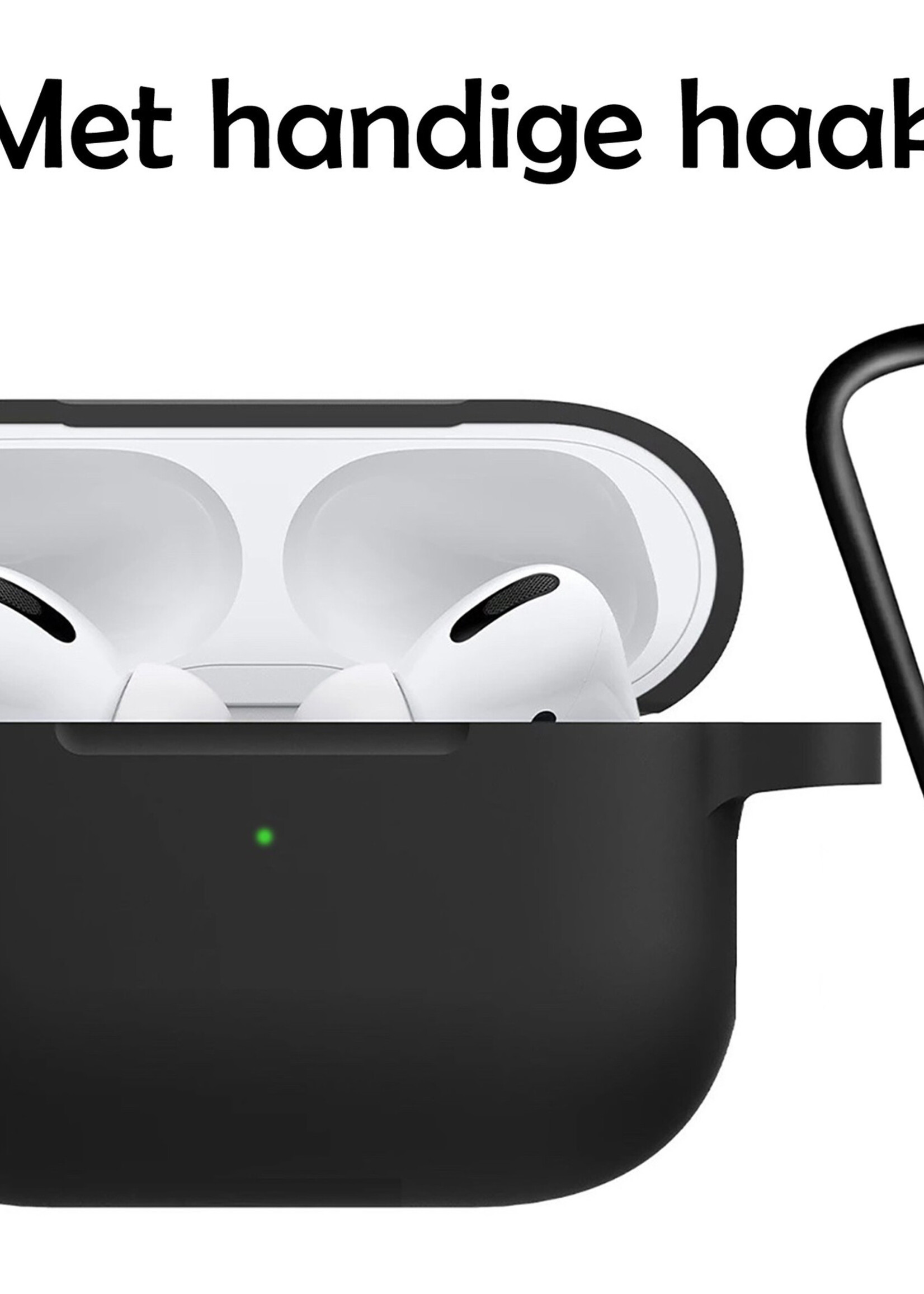 LUQ Hoesje Geschikt voor AirPods Pro 2 Hoesje Siliconen Case - Hoes Geschikt voor Apple AirPods Pro 2 Case Hoesje - Zwart