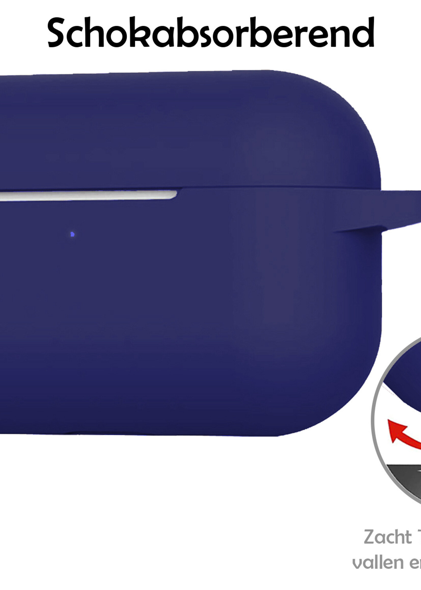 LUQ Hoesje Geschikt voor AirPods Pro 2 Hoesje Siliconen Case - Hoes Geschikt voor Apple AirPods Pro 2 Case Hoesje - Donkerblauw - 2 Stuks