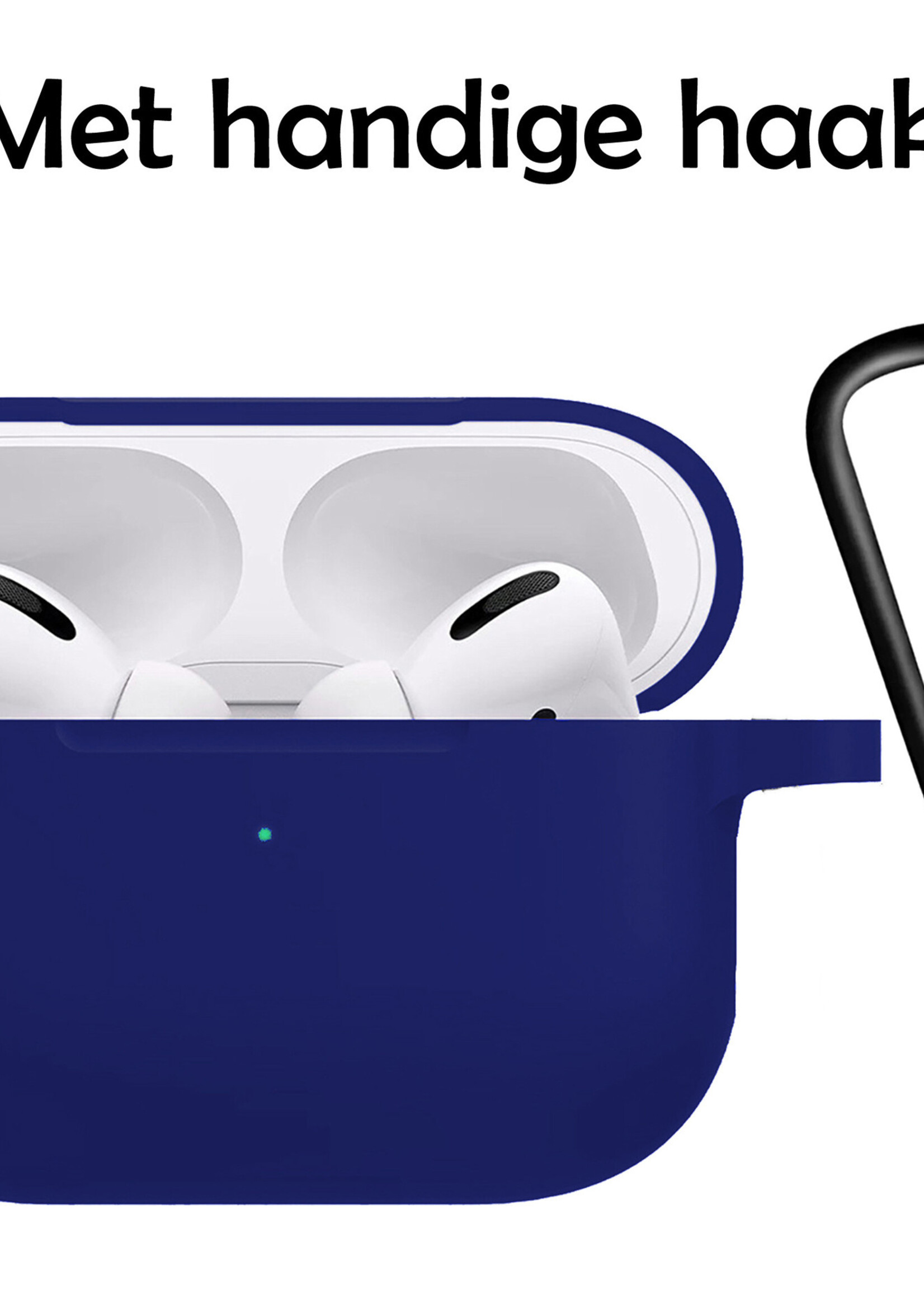 LUQ Hoesje Geschikt voor AirPods Pro 2 Hoesje Siliconen Case - Hoes Geschikt voor Apple AirPods Pro 2 Case Hoesje - Donkerblauw - 2 Stuks