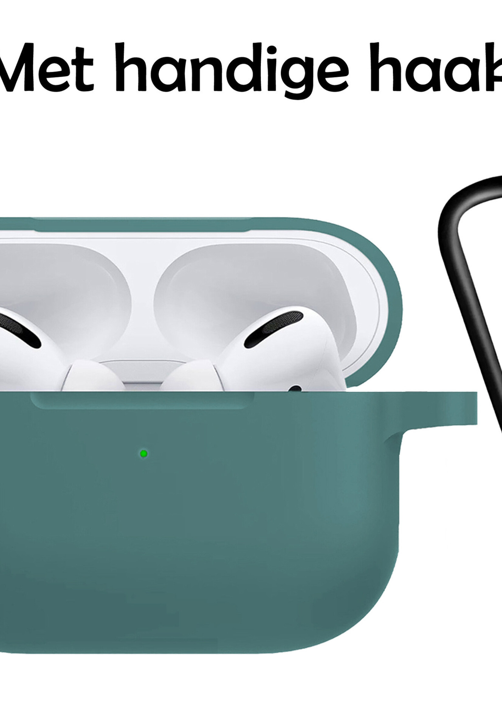 LUQ Hoesje Geschikt voor AirPods Pro 2 Hoesje Siliconen Case - Hoes Geschikt voor Apple AirPods Pro 2 Case Hoesje - Donkergroen - 2 Stuks