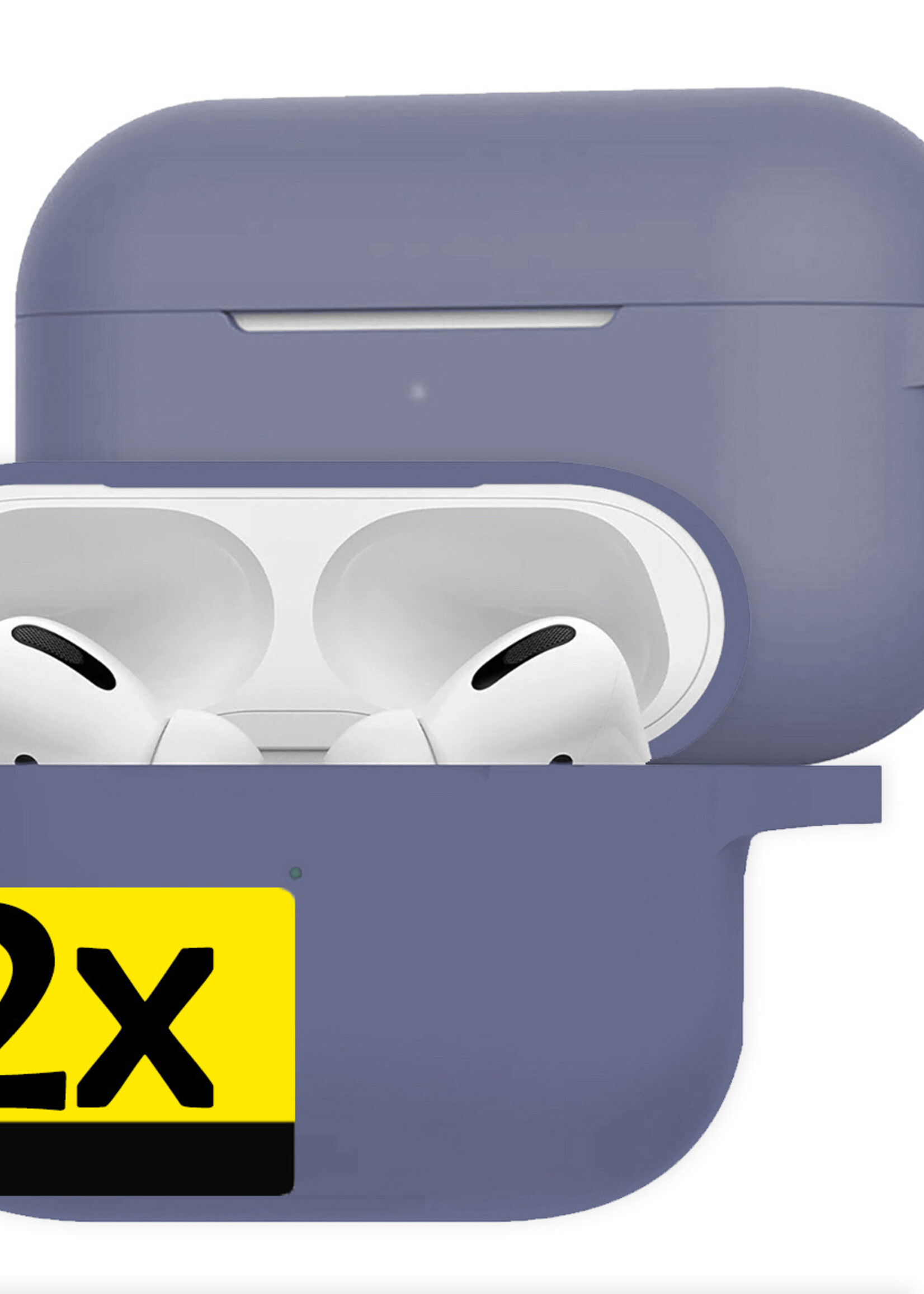 LUQ Hoesje Geschikt voor AirPods Pro 2 Hoesje Siliconen Case - Hoes Geschikt voor Apple AirPods Pro 2 Case Hoesje - Grijsblauw - 2 Stuks