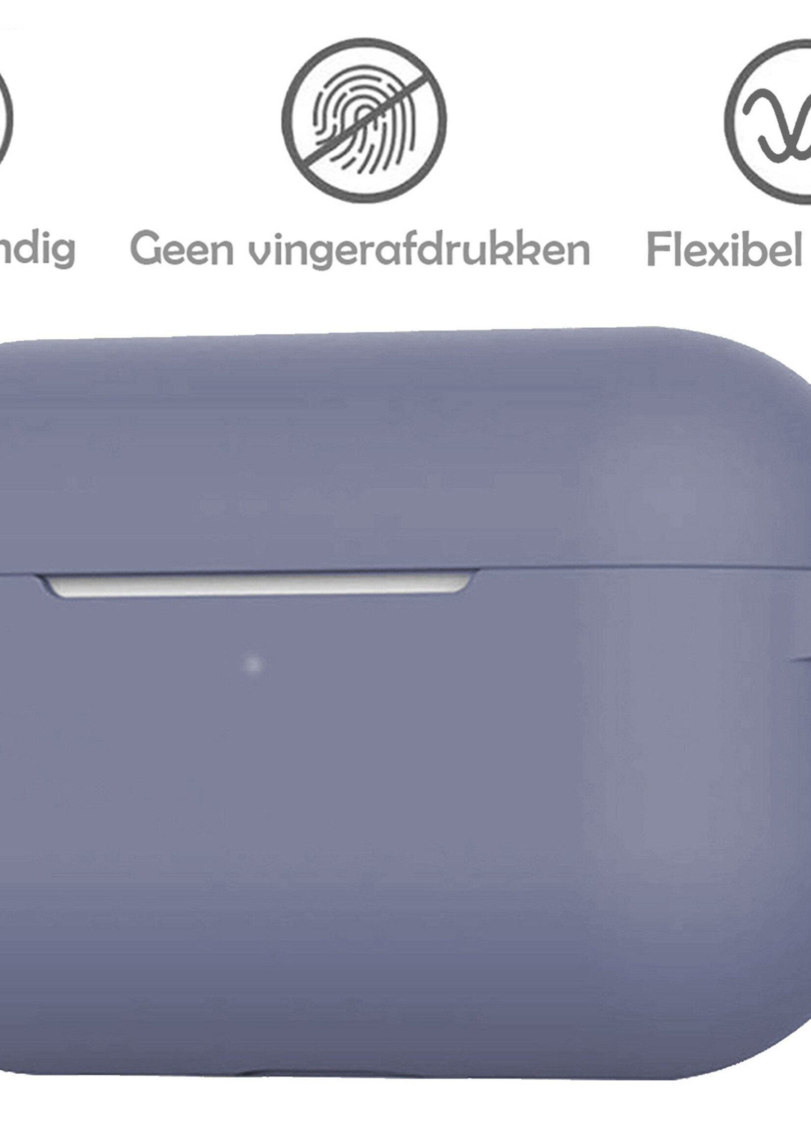 LUQ Hoesje Geschikt voor AirPods Pro 2 Hoesje Siliconen Case - Hoes Geschikt voor Apple AirPods Pro 2 Case Hoesje - Grijsblauw - 2 Stuks