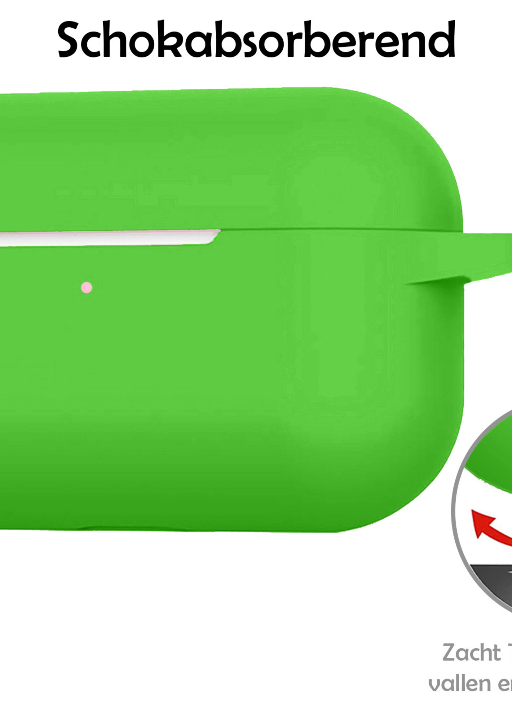 LUQ Hoesje Geschikt voor AirPods Pro 2 Hoesje Siliconen Case - Hoes Geschikt voor Apple AirPods Pro 2 Case Hoesje - Groen - 2 Stuks