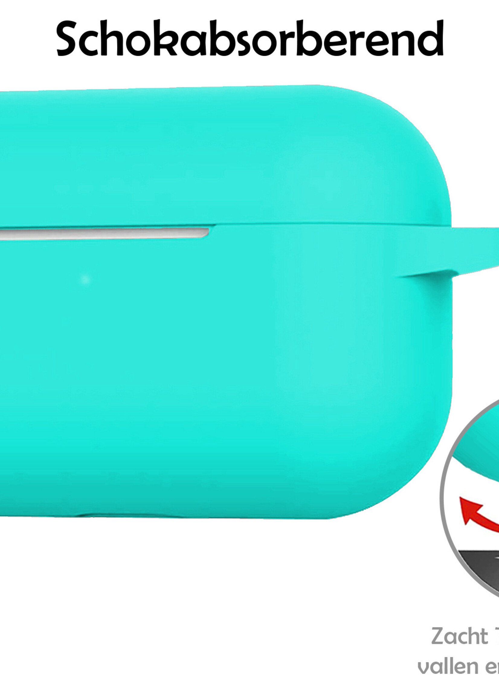 LUQ Hoesje Geschikt voor AirPods Pro 2 Hoesje Siliconen Case - Hoes Geschikt voor Apple AirPods Pro 2 Case Hoesje - Mintgroen - 2 Stuks