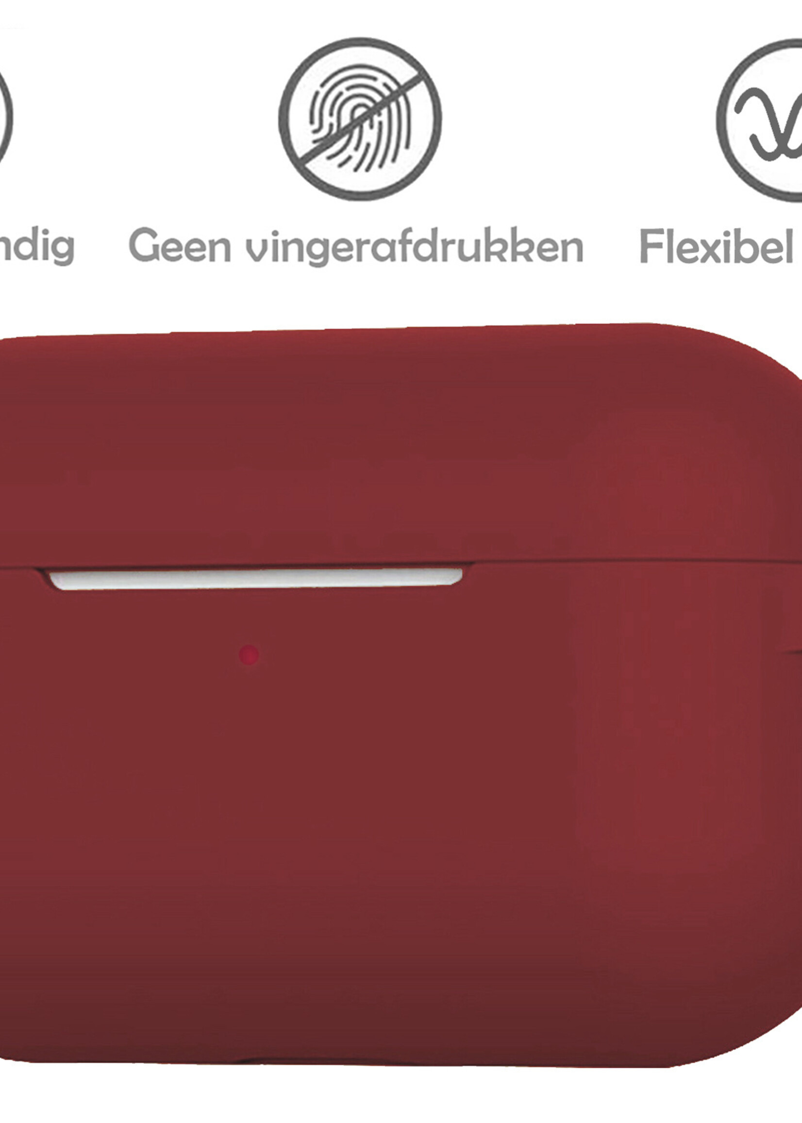 LUQ Hoesje Geschikt voor AirPods Pro 2 Hoesje Siliconen Case - Hoes Geschikt voor Apple AirPods Pro 2 Case Hoesje - Wijnrood - 2 Stuks