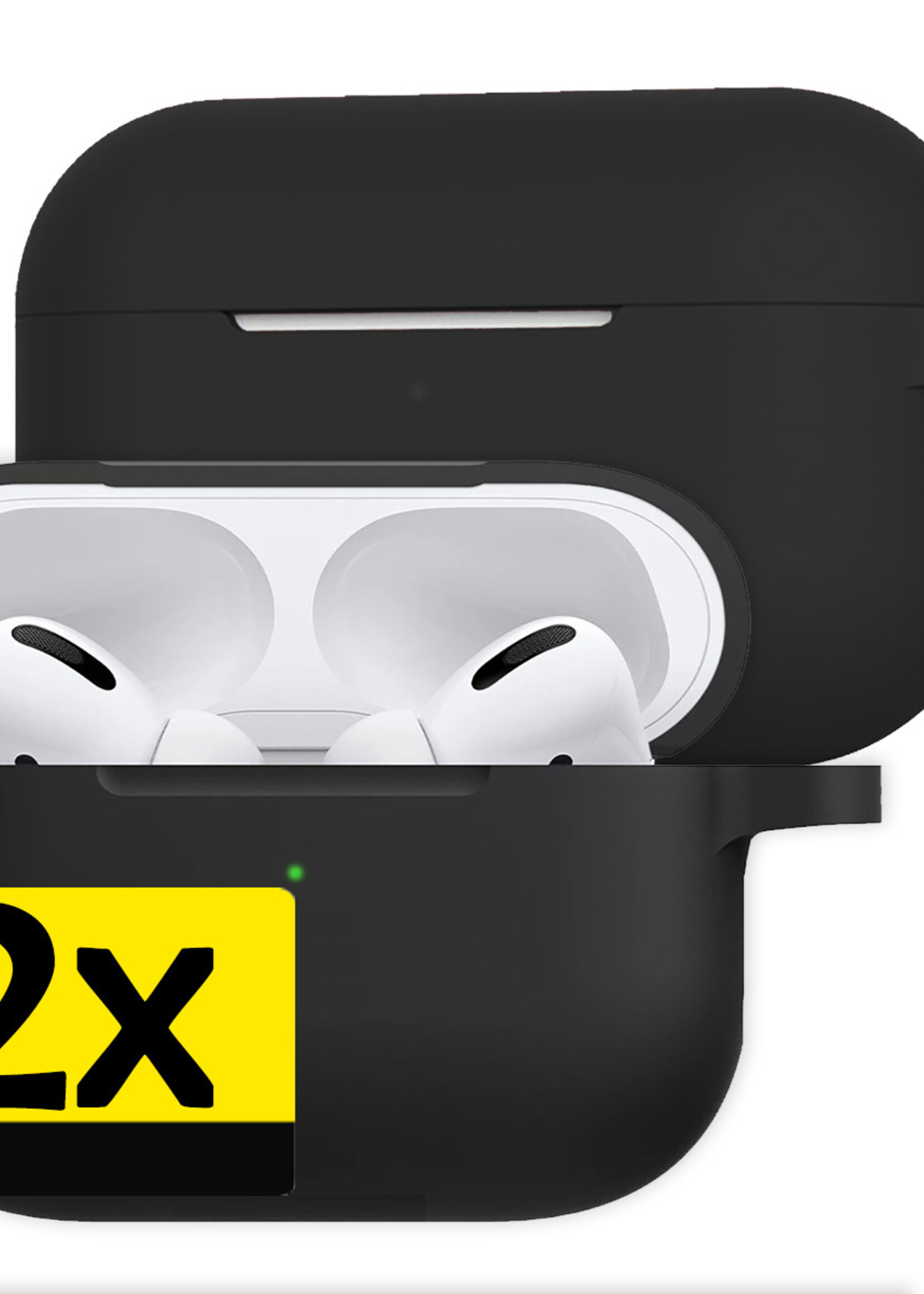 LUQ Hoesje Geschikt voor AirPods Pro 2 Hoesje Siliconen Case - Hoes Geschikt voor Apple AirPods Pro 2 Case Hoesje - Zwart - 2 Stuks