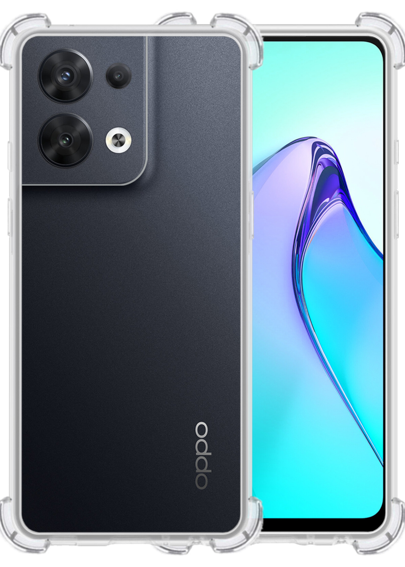 LUQ Hoesje Geschikt voor OPPO Reno 8 Hoesje Shockproof Case Siliconen - Hoes Geschikt voor OPPO Reno 8 Hoes Cover Siliconen - Transparant