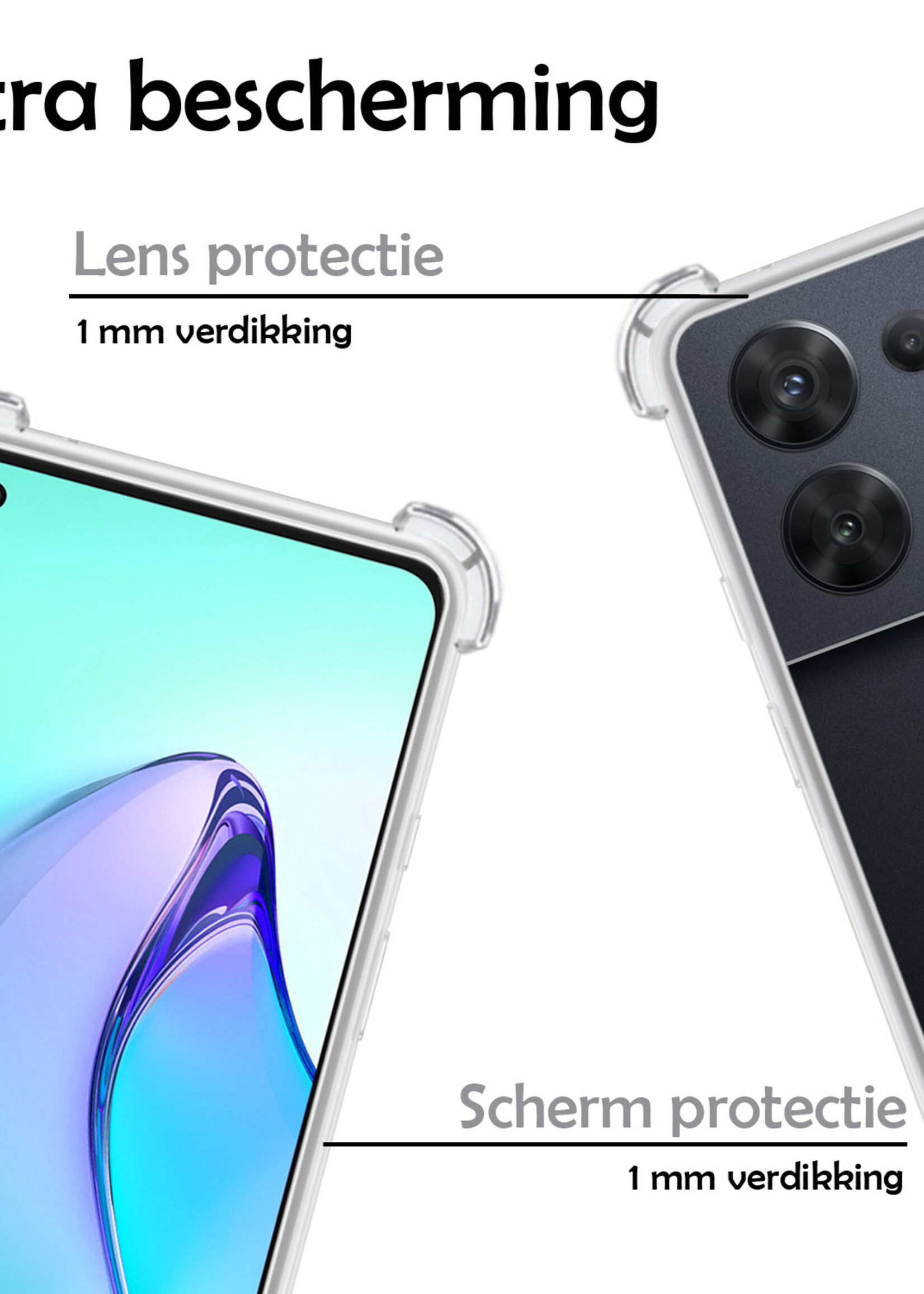 LUQ Hoesje Geschikt voor OPPO Reno 8 Pro Hoesje Shockproof Case Siliconen Met 2x Screenprotector - Hoes Geschikt voor OPPO Reno 8 Pro Hoes Cover Siliconen - Transparant