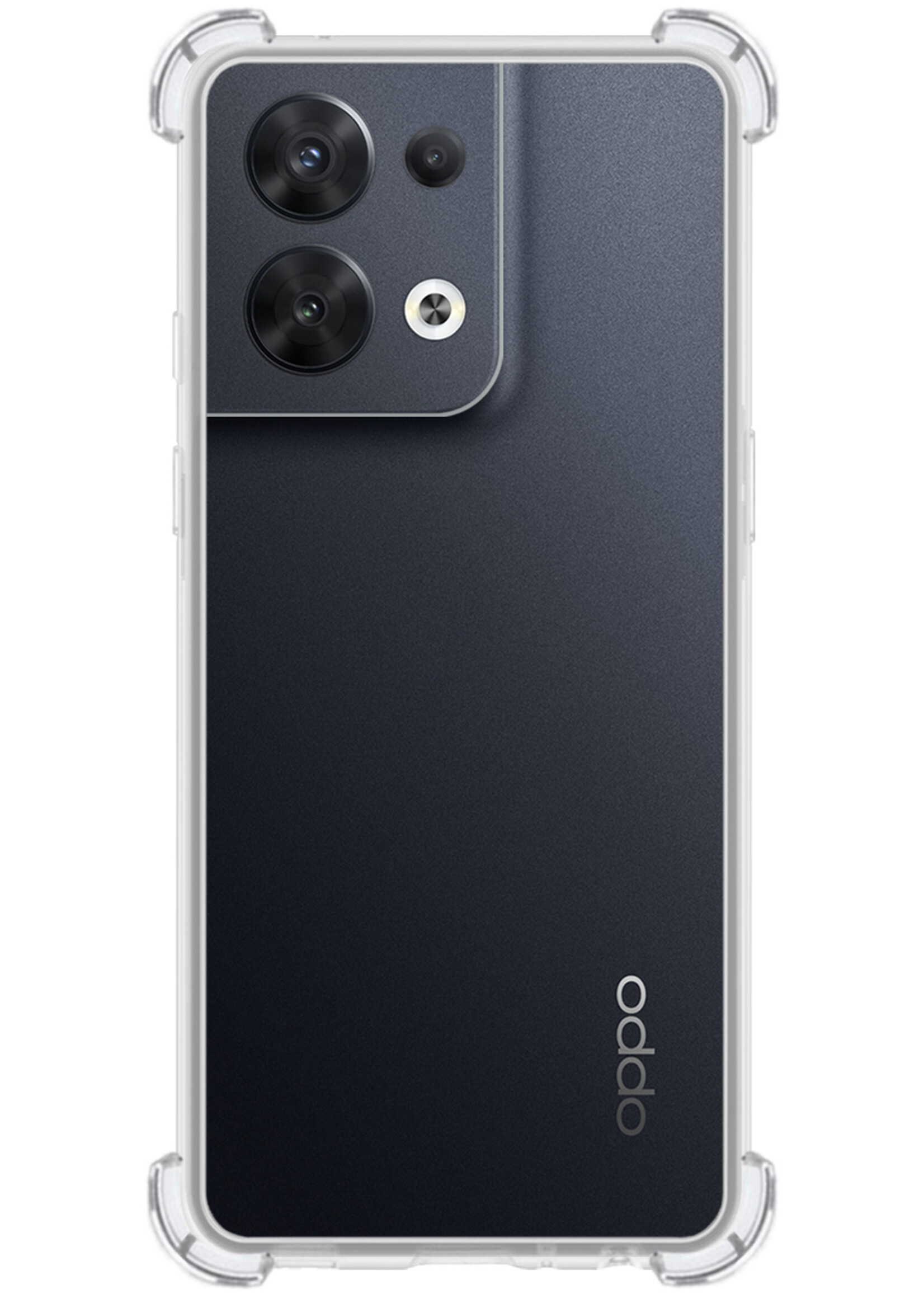 LUQ Hoesje Geschikt voor OPPO Reno 8 Pro Hoesje Shockproof Case Siliconen Met 2x Screenprotector - Hoes Geschikt voor OPPO Reno 8 Pro Hoes Cover Siliconen - Transparant