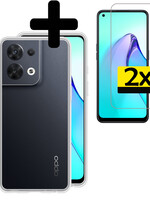 LUQ LUQ Oppo Reno8 Pro Hoesje Siliconen Met 2x Screenprotector - Transparant