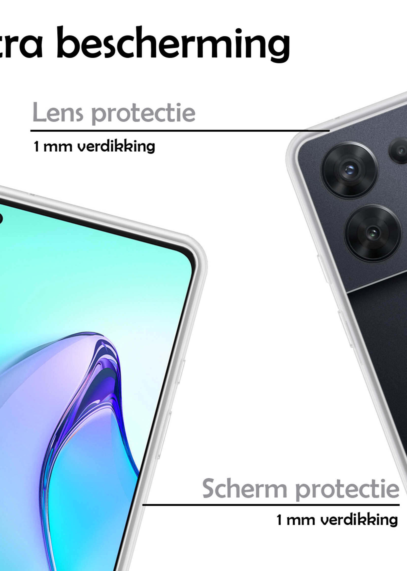 LUQ Hoesje Geschikt voor OPPO Reno 8 Pro Hoesje Siliconen Case Met 2x Screenprotector - Hoes Geschikt voor OPPO Reno 8 Pro Hoes Siliconen - Transparant