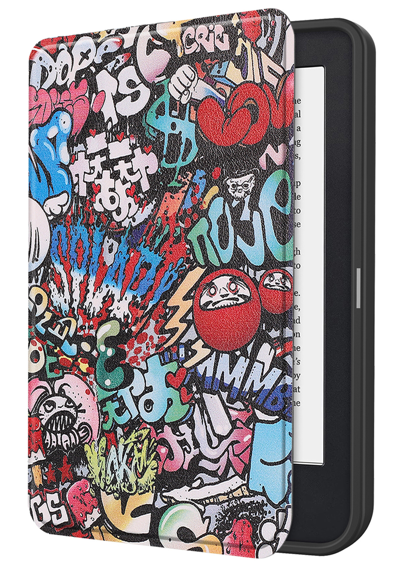 LUQ Hoesje Geschikt voor Kobo Clara 2E Hoes Bescherm Hoesje Case Luxe Sleep Cover - Graffity