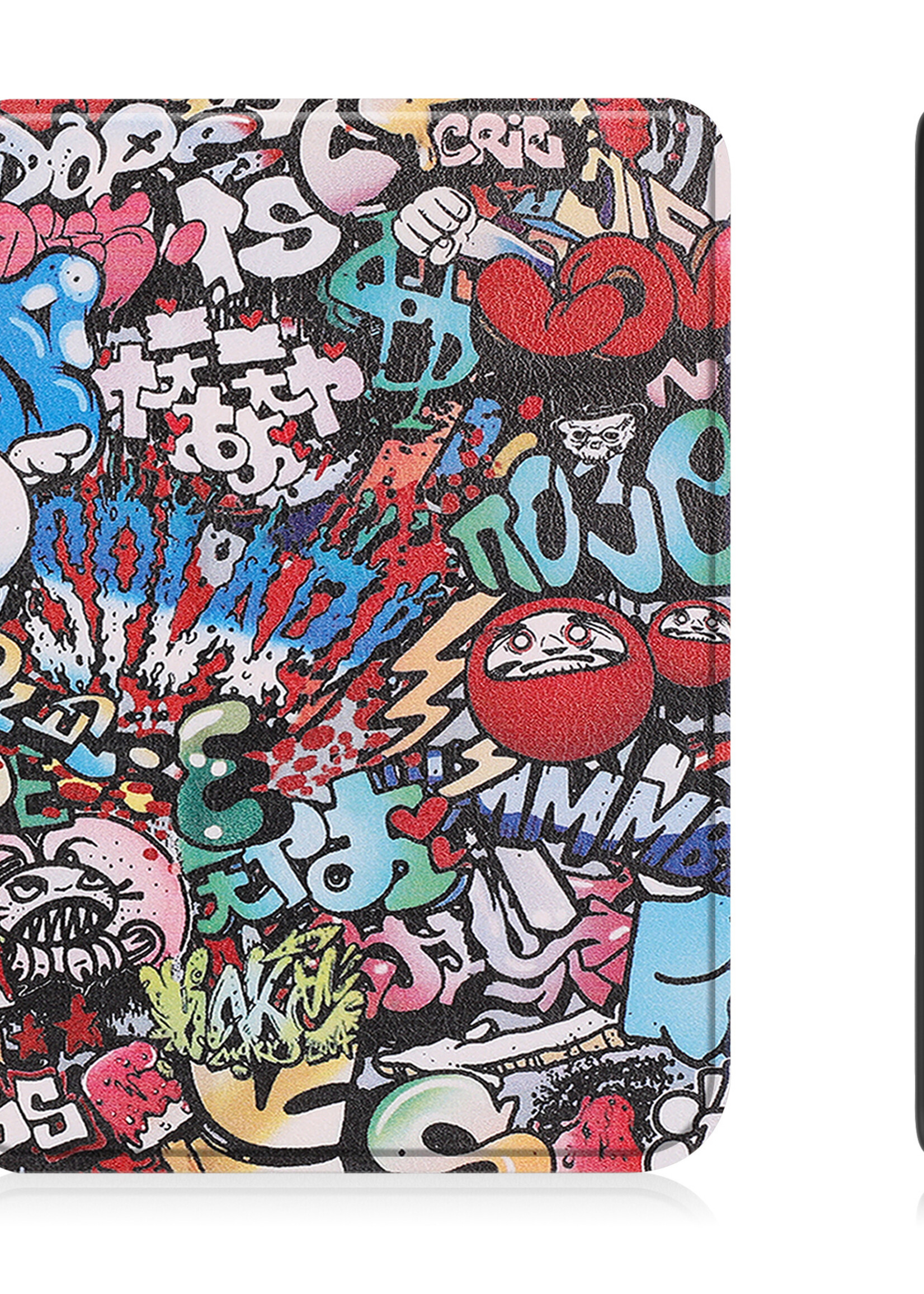 LUQ Hoesje Geschikt voor Kobo Clara 2E Hoes Bescherm Hoesje Case Luxe Sleep Cover - Graffity