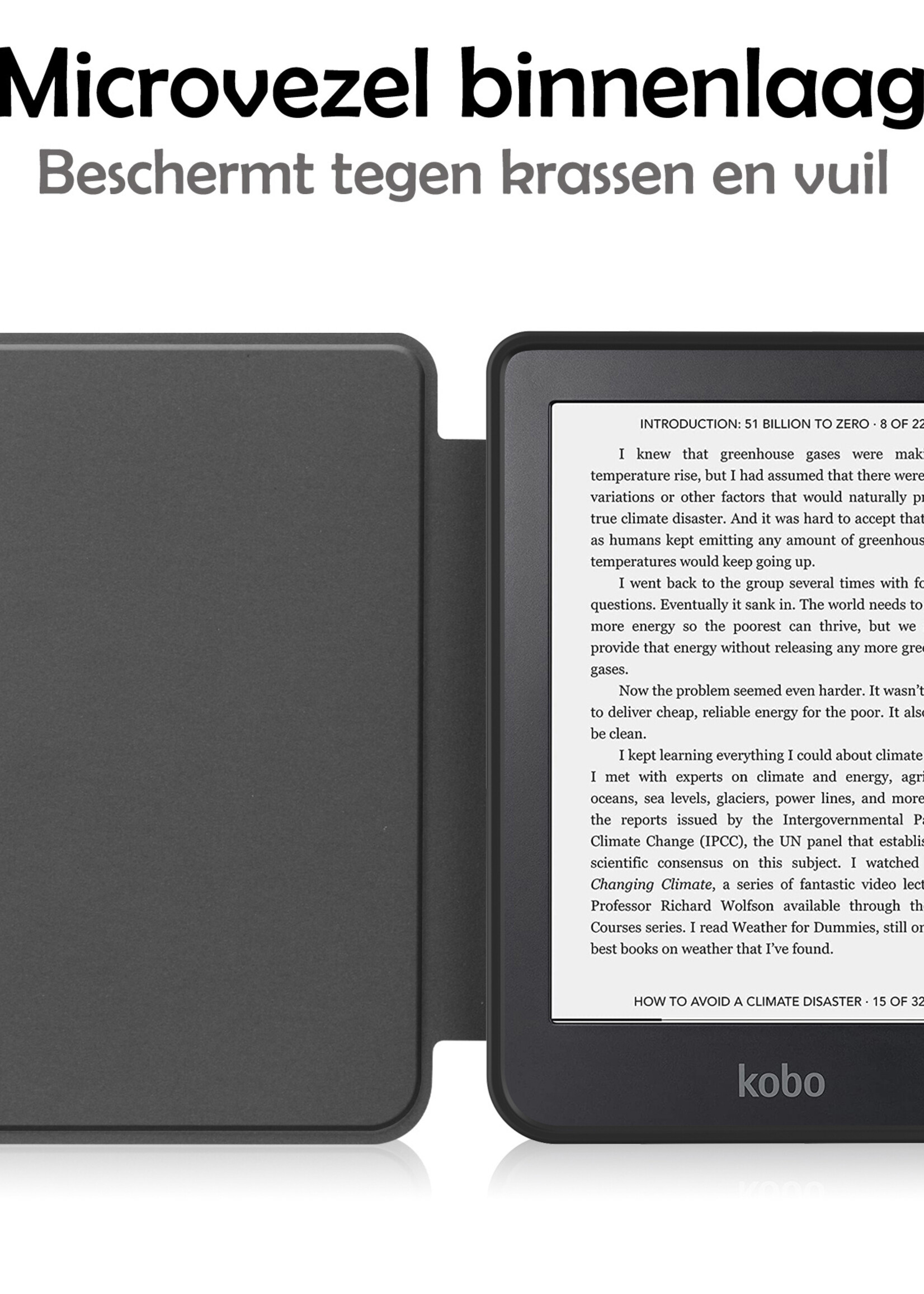 LUQ Hoesje Geschikt voor Kobo Clara 2E Hoes Bescherm Hoesje Case Luxe Sleep Cover - Grijs