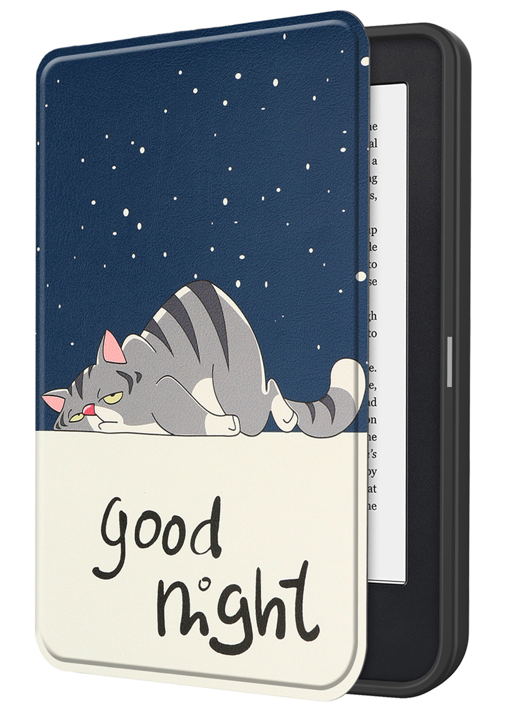 LUQ Hoesje Geschikt voor Kobo Clara 2E Hoes Bescherm Hoesje Case Luxe Sleep Cover - Kat