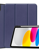 LUQ iPad 10 2022 Hoesje Met Uitsparing Apple Pencil - Donkerblauw