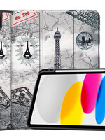 LUQ LUQ iPad 10 2022 Hoesje Met Uitsparing Apple Pencil - Eiffeltoren