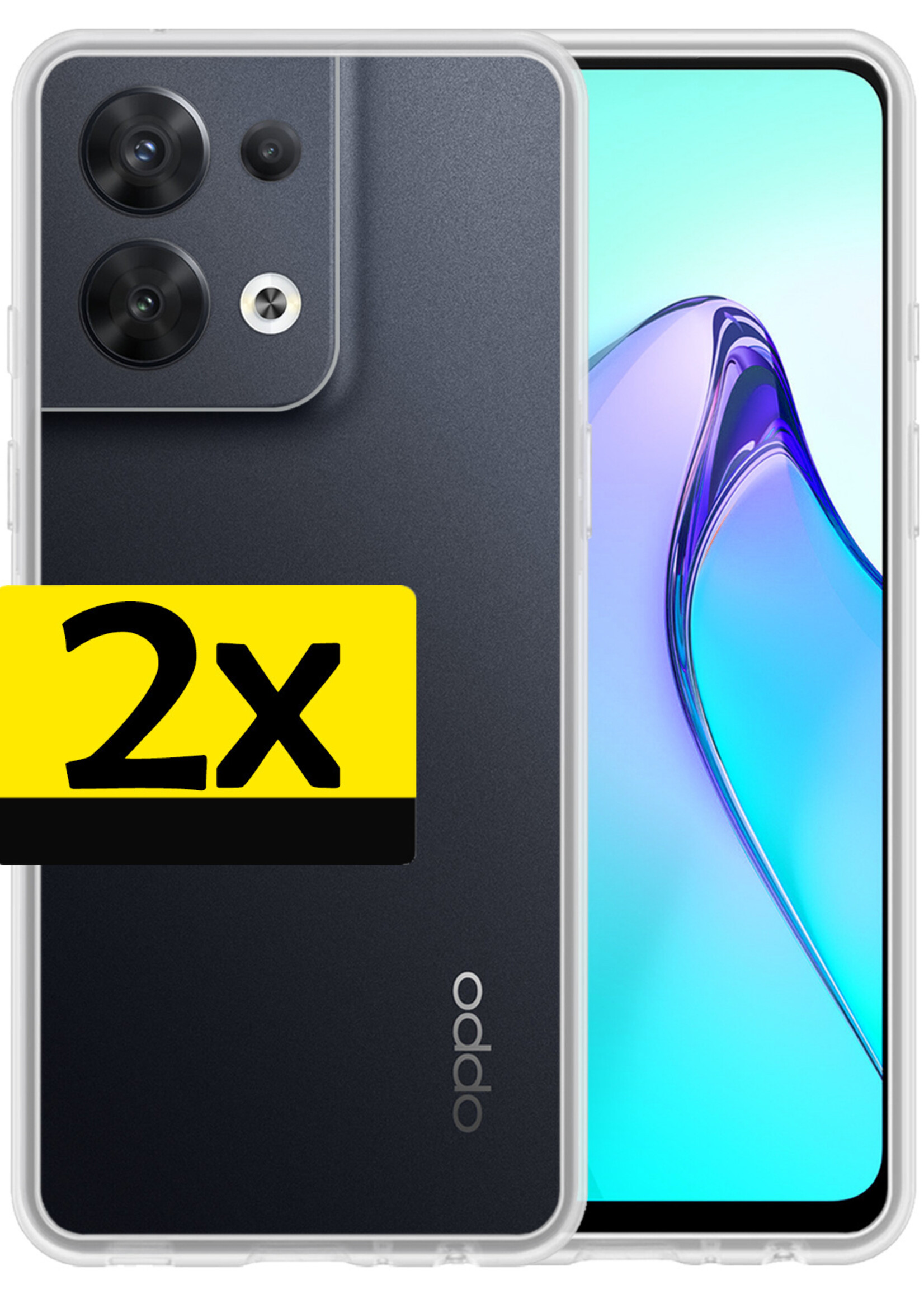 LUQ Hoesje Geschikt voor OPPO Reno 8 Pro Hoesje Siliconen Case - Hoes Geschikt voor OPPO Reno 8 Pro Hoes Siliconen - Transparant - 2 Stuks
