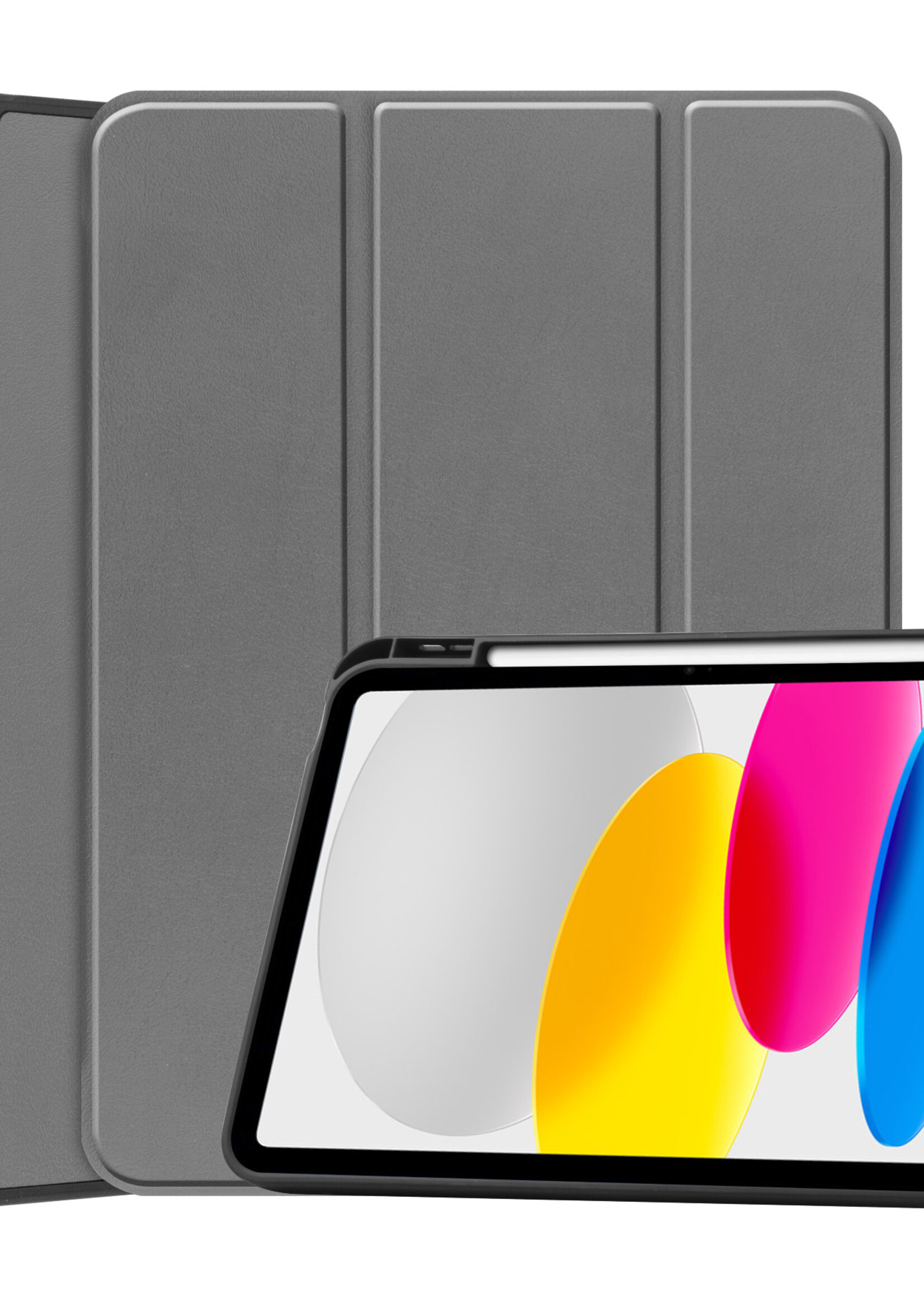 LUQ Hoes Geschikt voor iPad 2022 Hoes Luxe Hoesje Case Met Uitsparing Geschikt voor Apple Pencil - Hoesje Geschikt voor iPad 10 Hoes Cover - Grijs