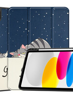 LUQ LUQ iPad 10 2022 Hoesje Met Uitsparing Apple Pencil - Kat
