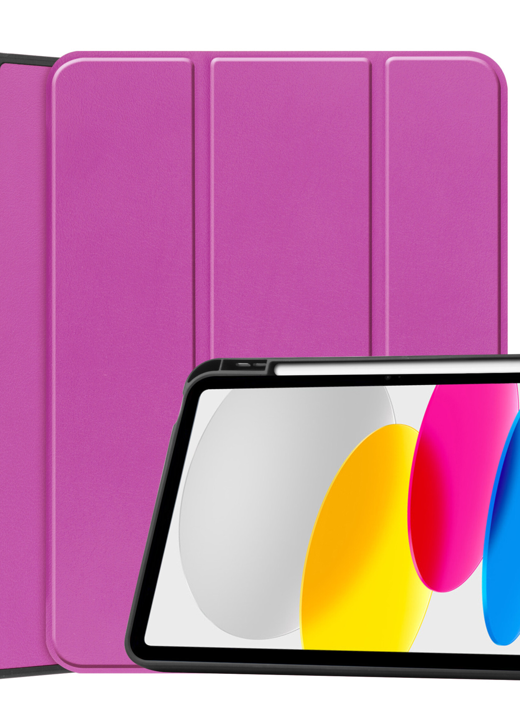 LUQ Hoes Geschikt voor iPad 2022 Hoes Luxe Hoesje Case Met Uitsparing Geschikt voor Apple Pencil - Hoesje Geschikt voor iPad 10 Hoes Cover - Paars