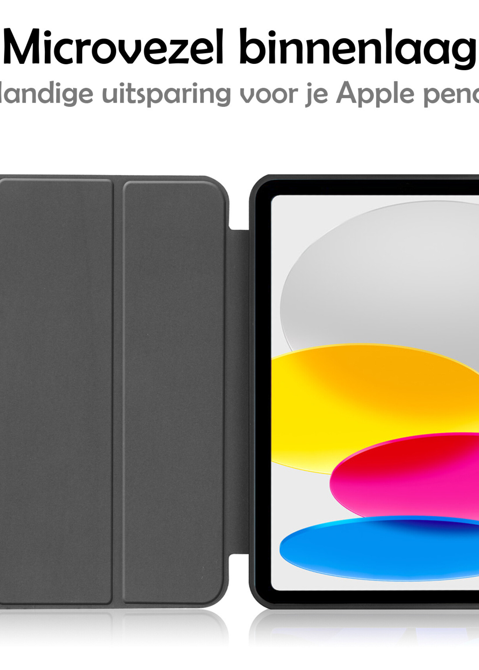 LUQ Hoes Geschikt voor iPad 2022 Hoes Luxe Hoesje Case Met Uitsparing Geschikt voor Apple Pencil Met Screenprotector - Hoesje Geschikt voor iPad 10 Hoes Cover - Bloesem
