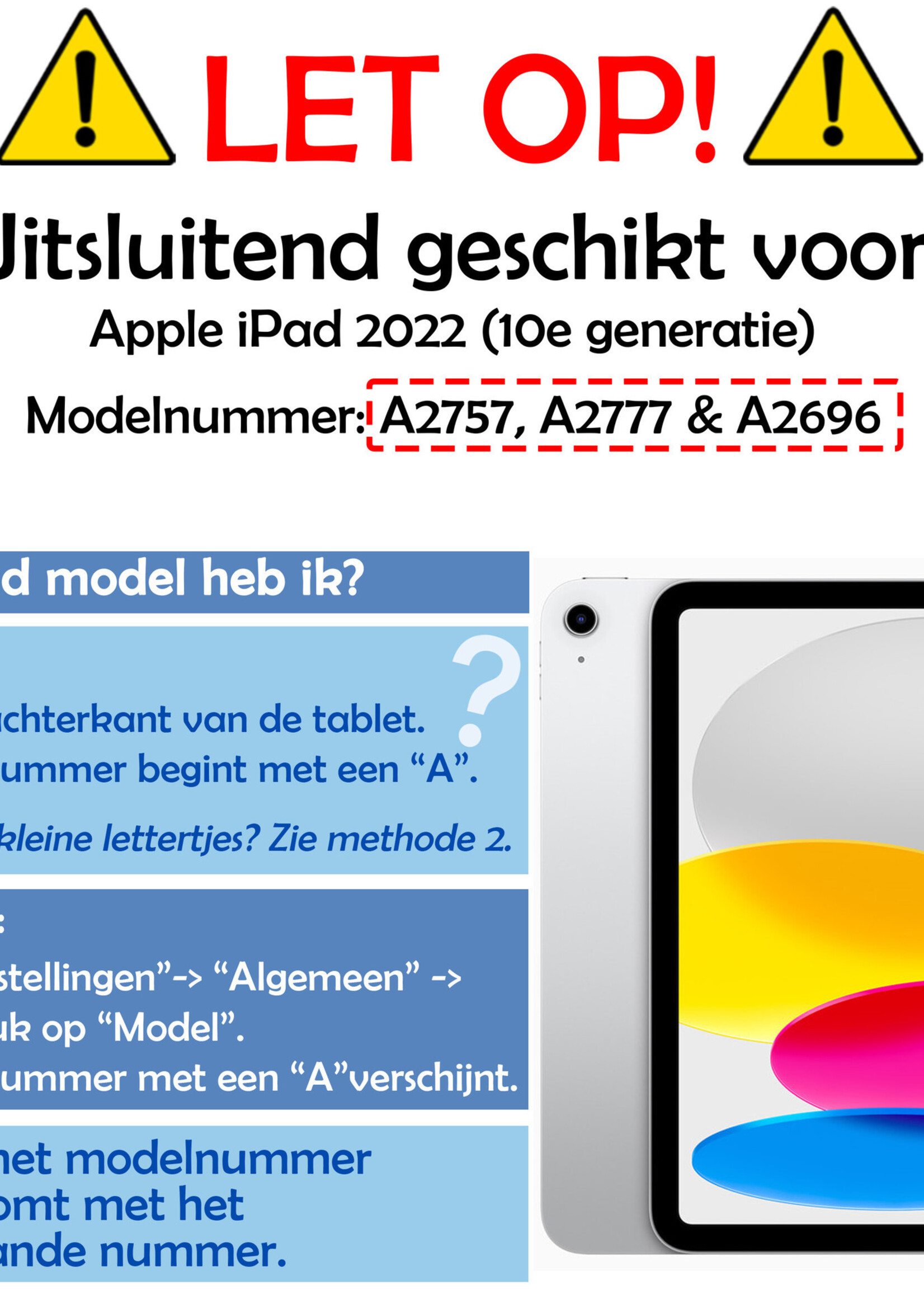 Hoes Geschikt voor iPad 2022 Hoes Luxe Hoesje Case Met Uitsparing Geschikt voor Apple Pencil Met Screenprotector - Hoesje Geschikt voor iPad 10 Hoes Cover - Donkerblauw
