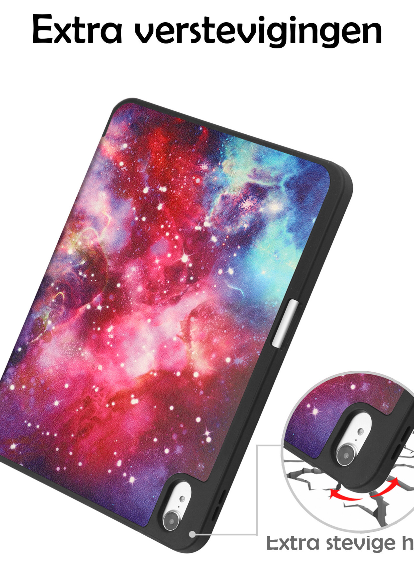 LUQ Hoes Geschikt voor iPad 2022 Hoes Luxe Hoesje Case Met Uitsparing Geschikt voor Apple Pencil Met Screenprotector - Hoesje Geschikt voor iPad 10 Hoes Cover - Galaxy