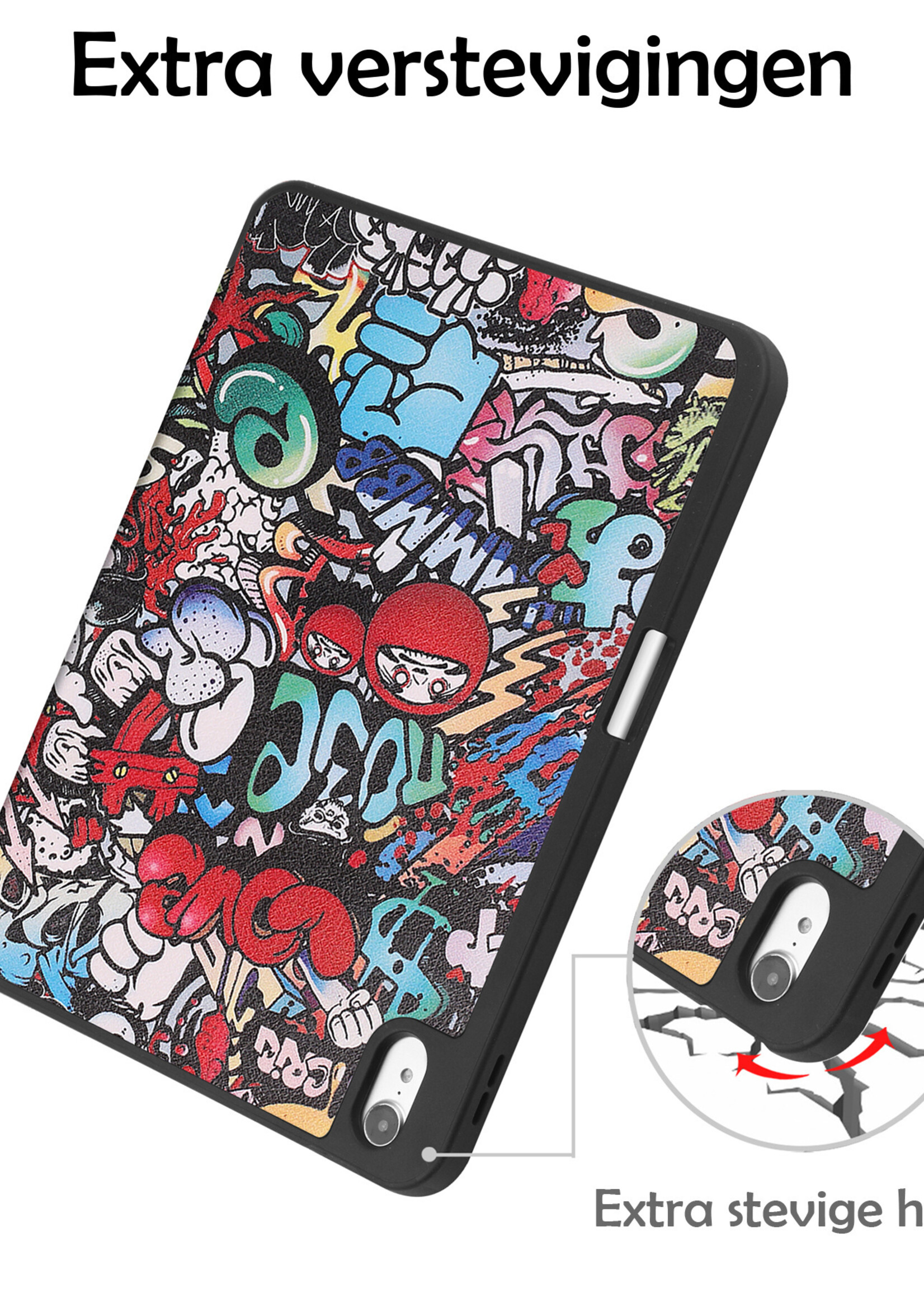 LUQ Hoes Geschikt voor iPad 2022 Hoes Luxe Hoesje Case Met Uitsparing Geschikt voor Apple Pencil Met Screenprotector - Hoesje Geschikt voor iPad 10 Hoes Cover - Graffity