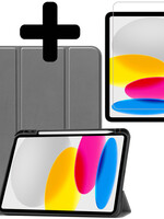 LUQ LUQ iPad 10 2022 Hoesje Met Uitsparing Apple Pencil Met Screenprotector - Grijs
