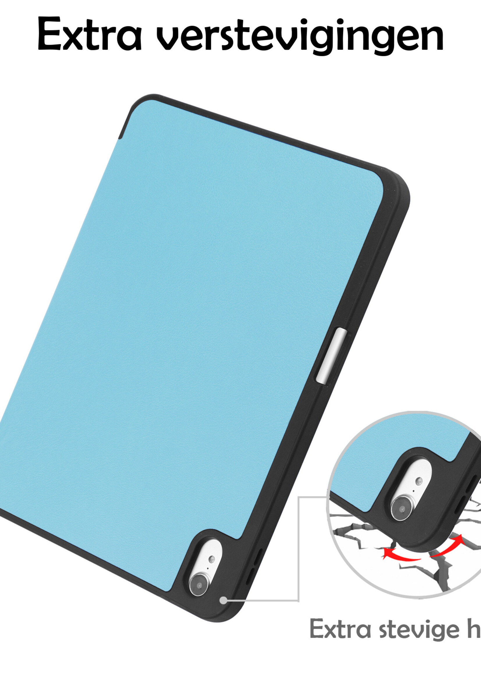 LUQ Hoes Geschikt voor iPad 2022 Hoes Luxe Hoesje Case Met Uitsparing Geschikt voor Apple Pencil Met Screenprotector - Hoesje Geschikt voor iPad 10 Hoes Cover - Lichtblauw